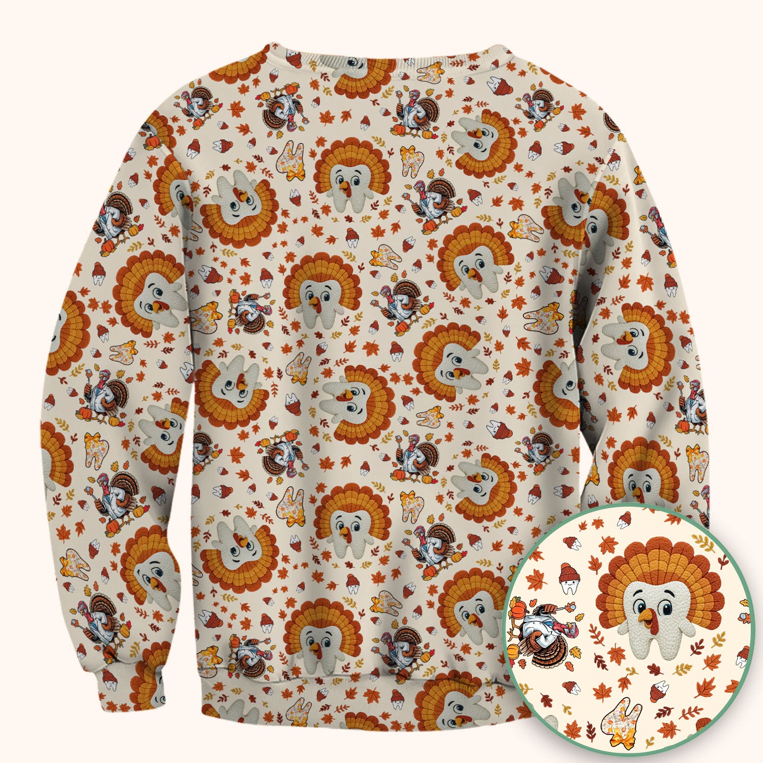 Funny Thanksgiving Tooth Scrub Top - Cute Turkey Dental Nurse Shirt - Fall Medical Uniform for Hygienists & Nurses