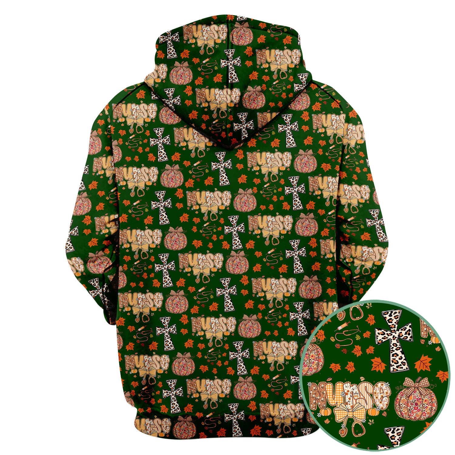 Floral Pumpkin Scrub Top for Women - Coquette Bow Thanksgiving Shirt - Comfortable Medical Uniform
