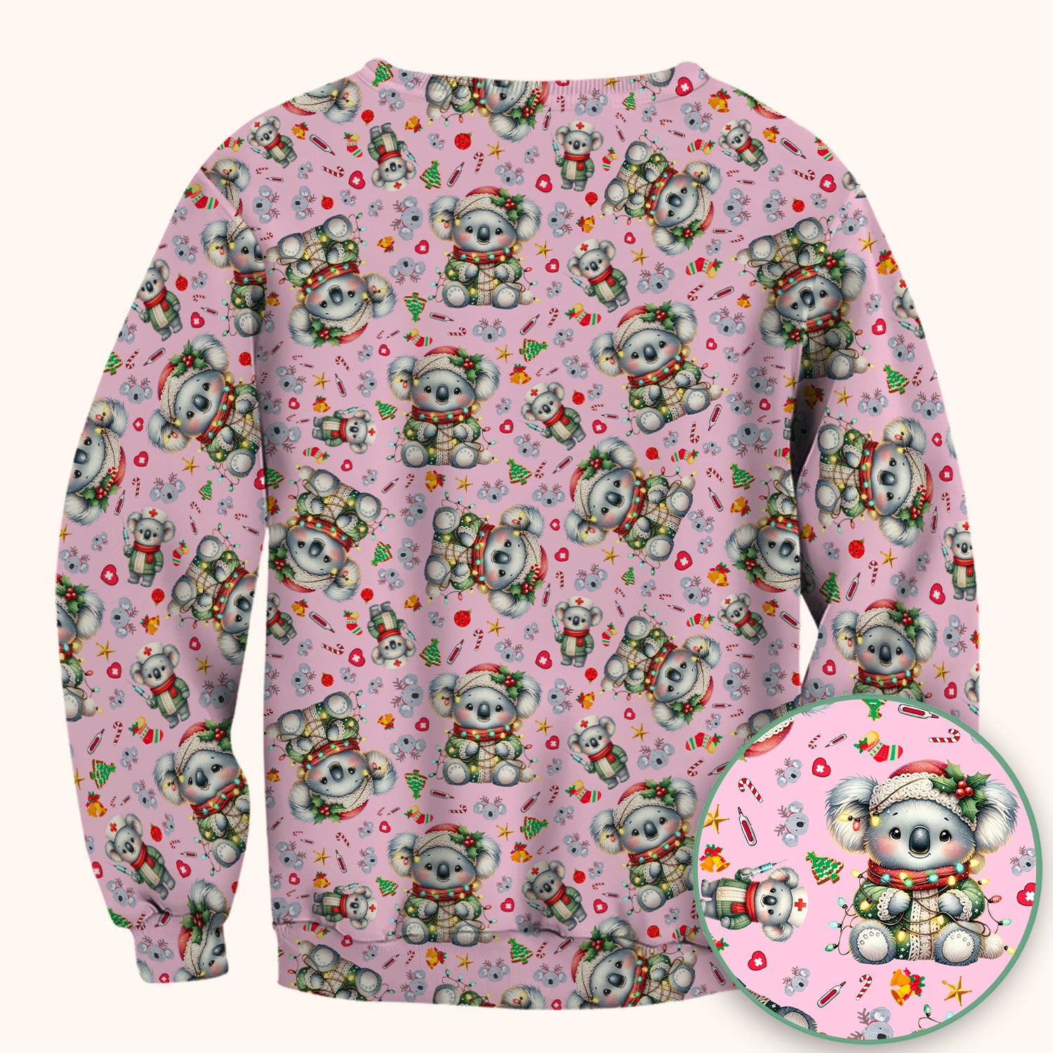 Aussie Koala Nurse Scrub Top - Cute Christmas Medical Uniform - Funny Holiday Animal Scrubs for Women