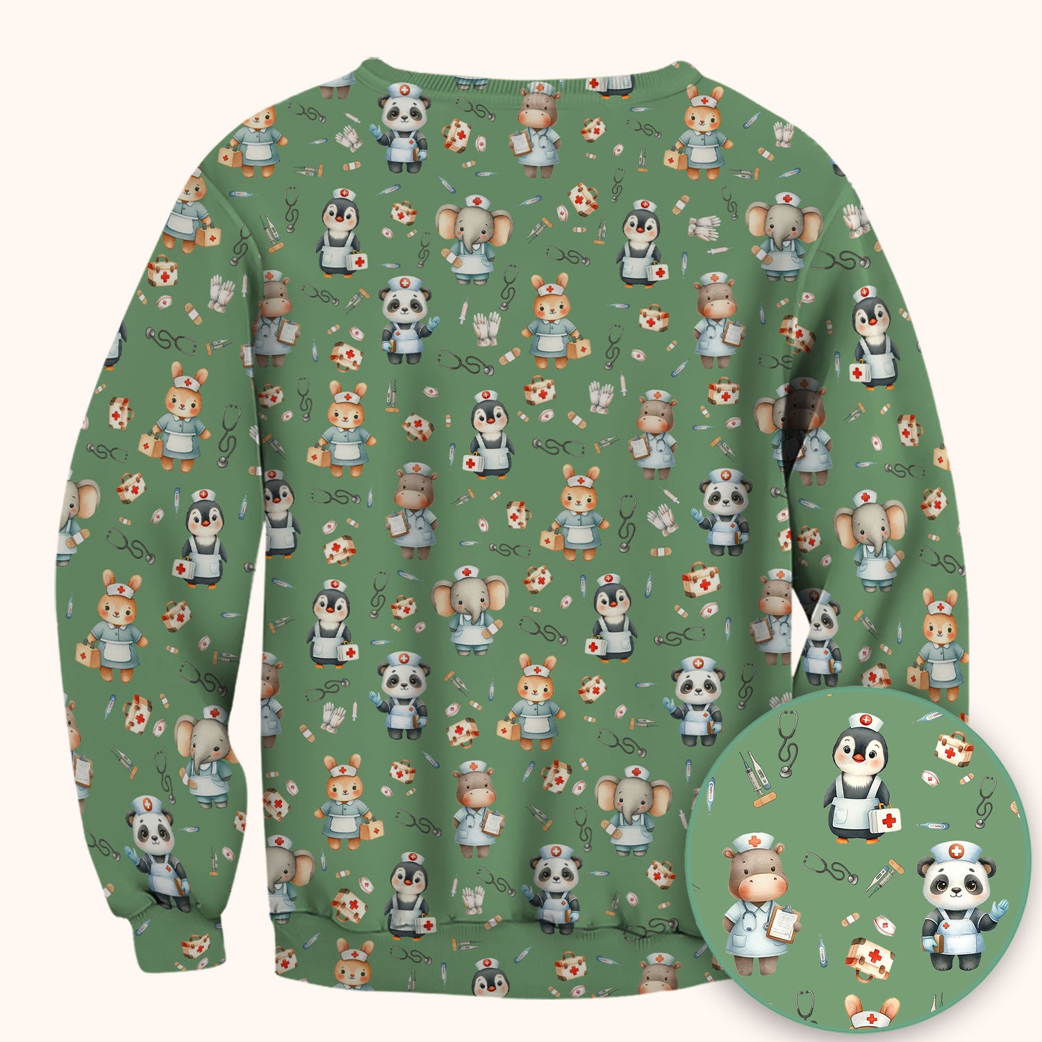 Cute Animal Scrub Top for Women - Funny Panda Rabbit Penguin Shirt - Breathable Med Uniform - Comfortable Scrubs for Nurses