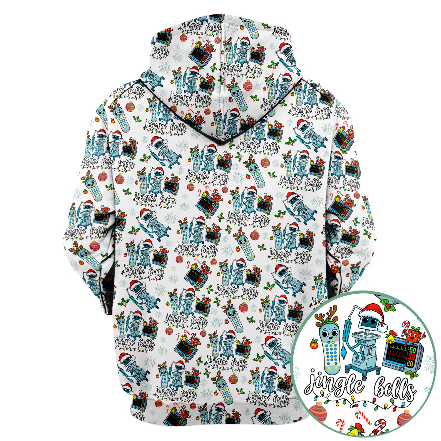 Jingle Bells Christmas Scrub Top - Funny Xmas Scrubs for Nurses - Breathable Fabrics Nursing Uniform for RN CNA LPN