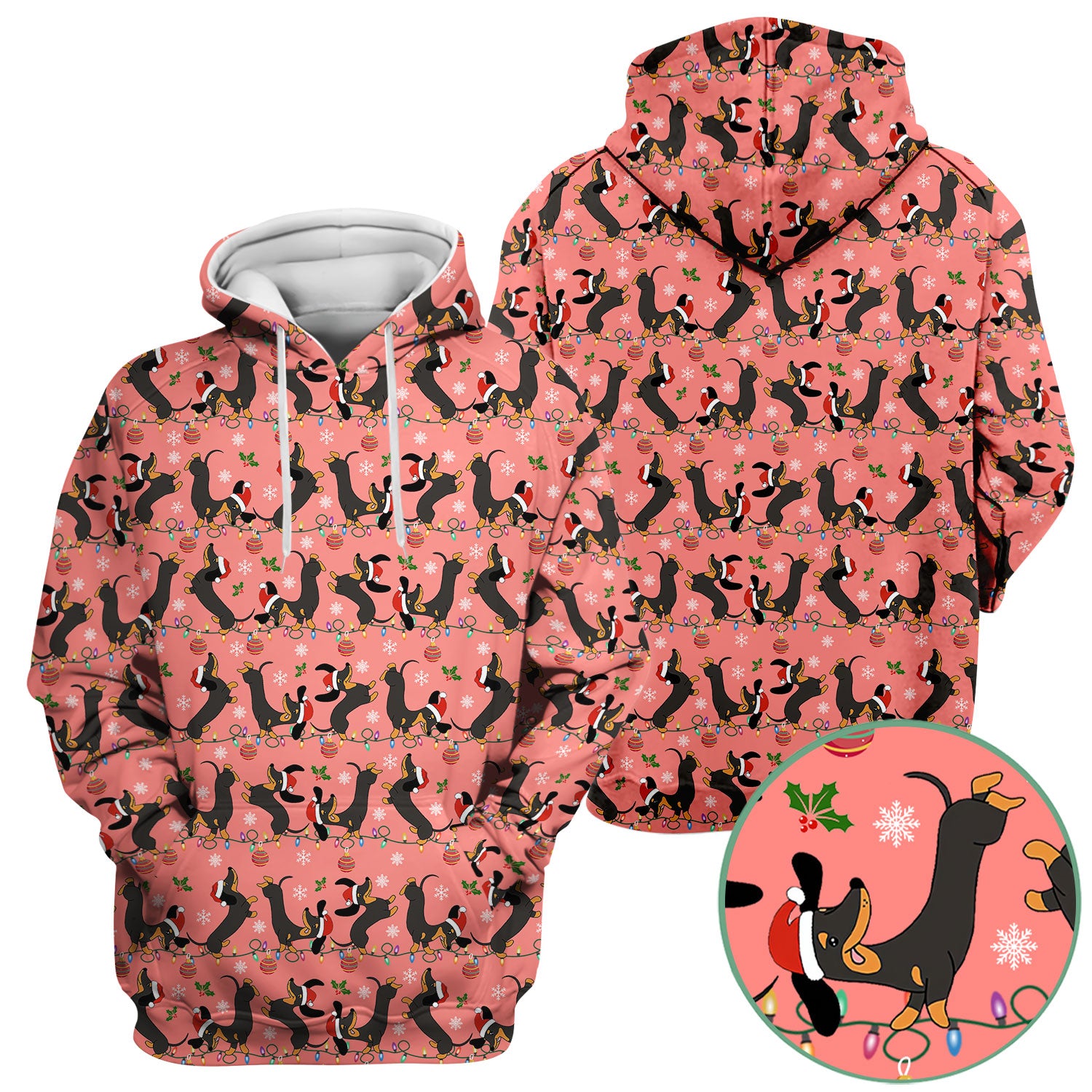 Festive Dachshund Christmas Scrub Top - Adorable Holiday Wiener Dog Nurse Shirt for Women - Cute Medical Uniform for RN CNA LPN