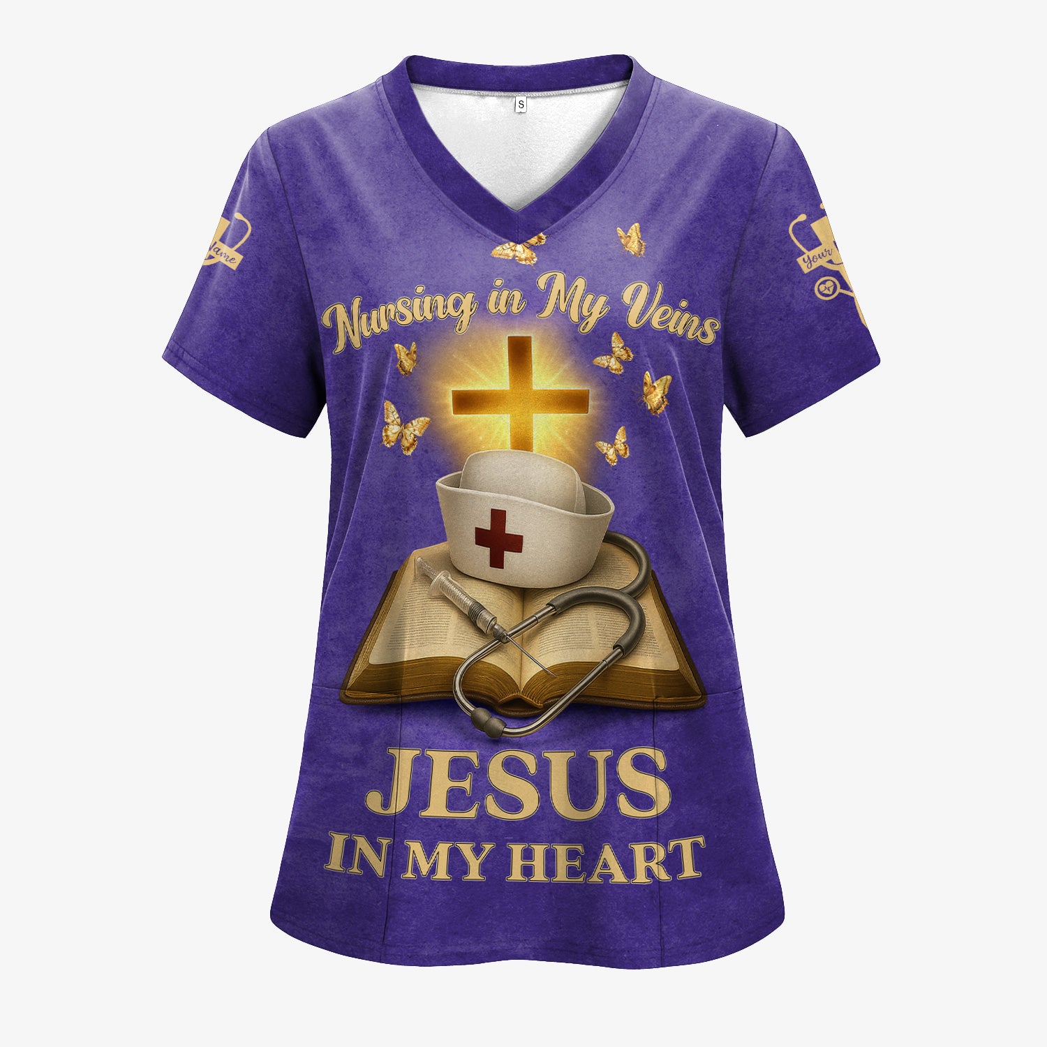 Personalized Christian Nurse Shirt - Jesus in My Heart  Quote - Available in Multiple Colors - Gift for Women RN LPN
