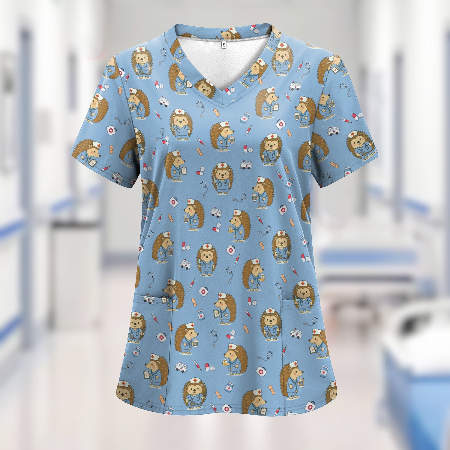 Funny Nurse Hedgehog T-Shirt - Cute Medical Icon Design - Gift for RN LPN CNA & Healthcare Workers