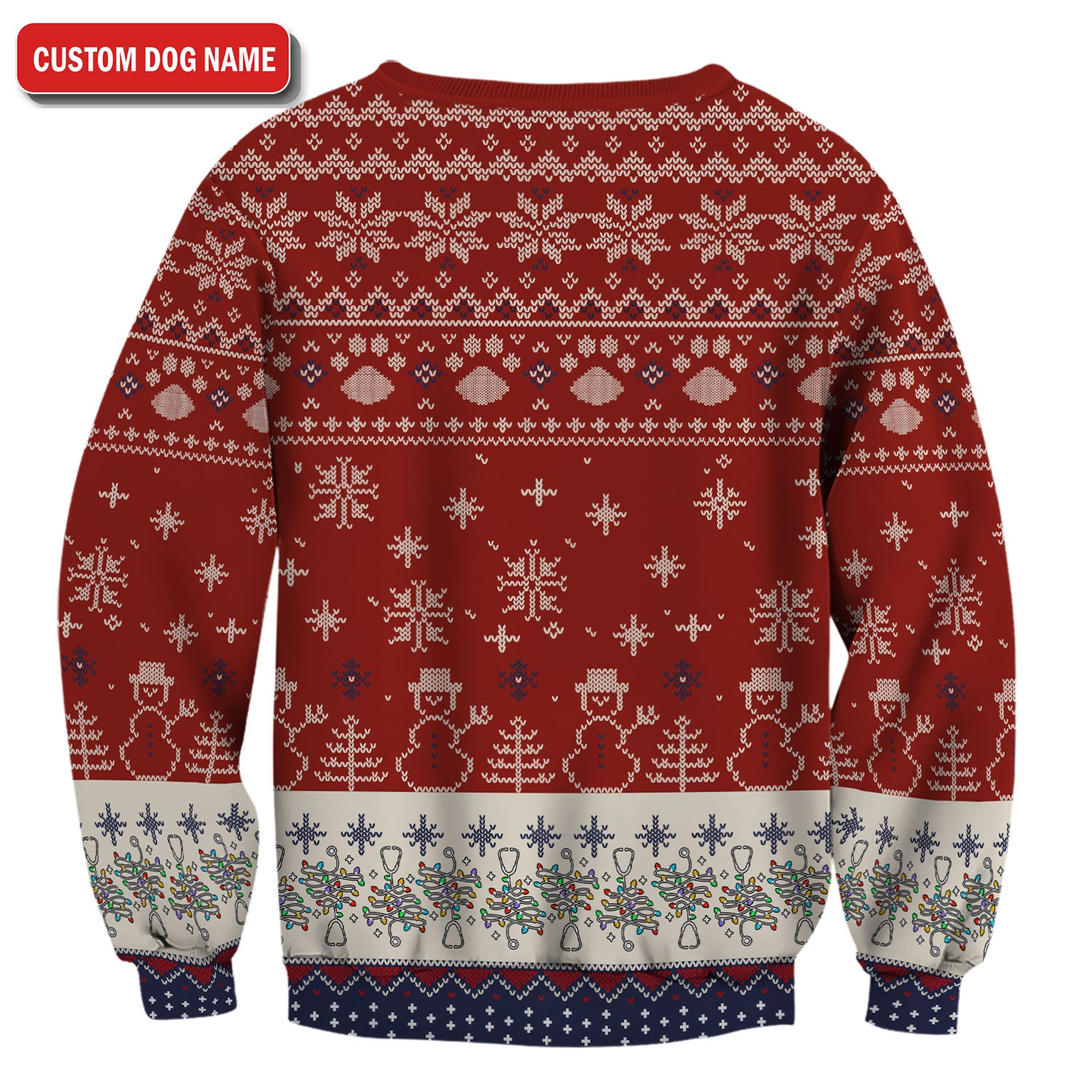 Funny Wiener Dog Christmas Ugly Scrub Top - Custom Name Dachshund Through The Snow - Cute Holiday Medical Uniform