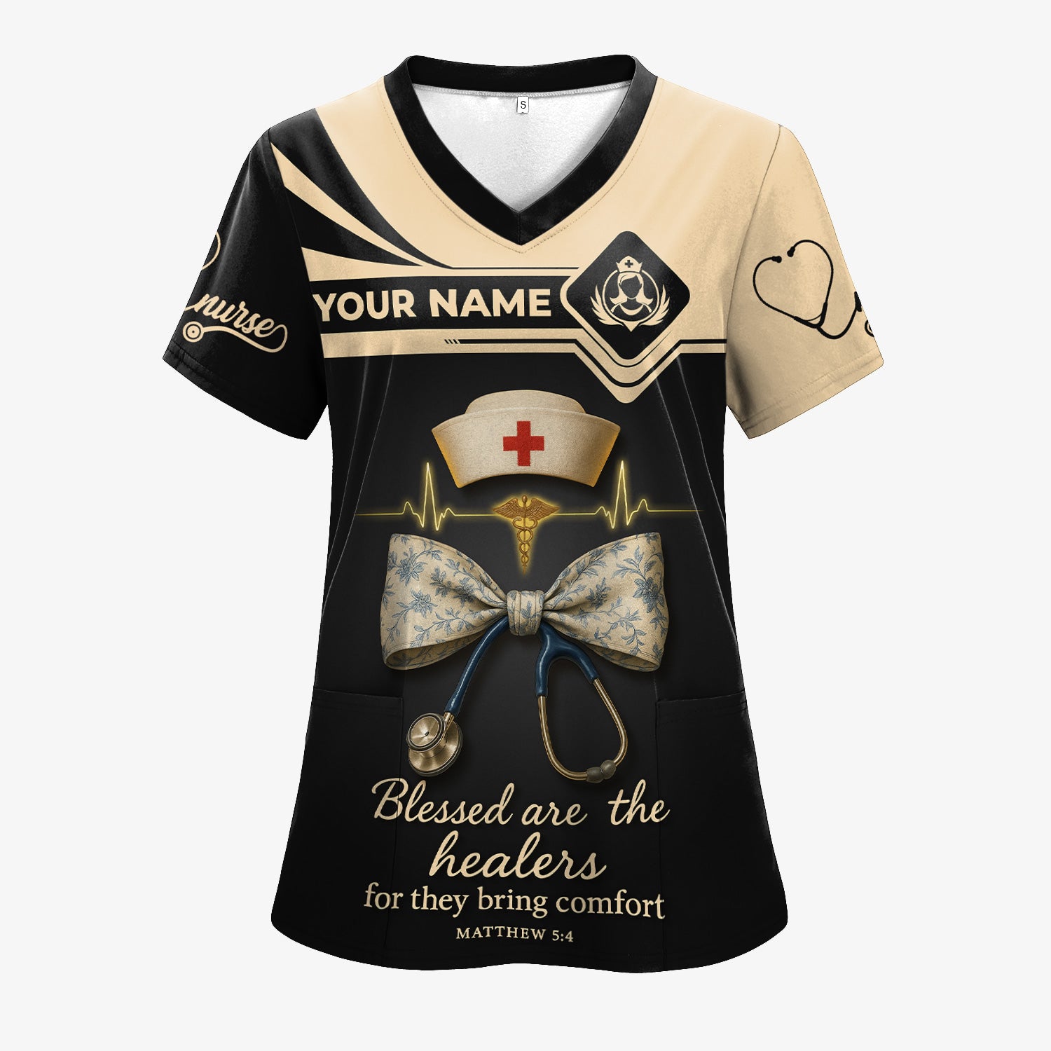 Nurse Shirt with Scripture - Personalized Religious Gift for Nurses - Blessed Are the Healers Design