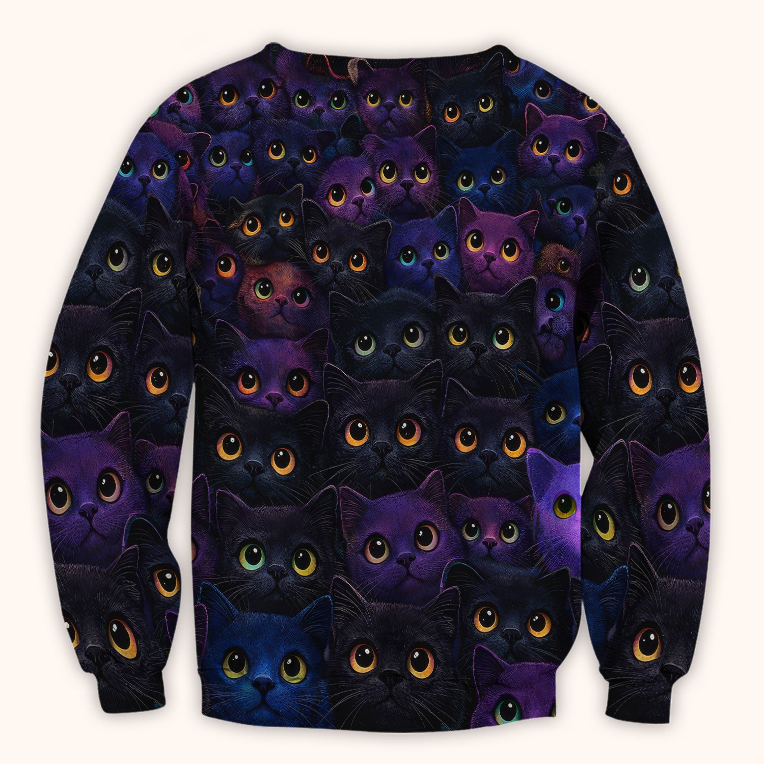 Cute Cat Eyes Pattern Scrub Top for Nurses, Breathable Fabrics Nursing Uniform