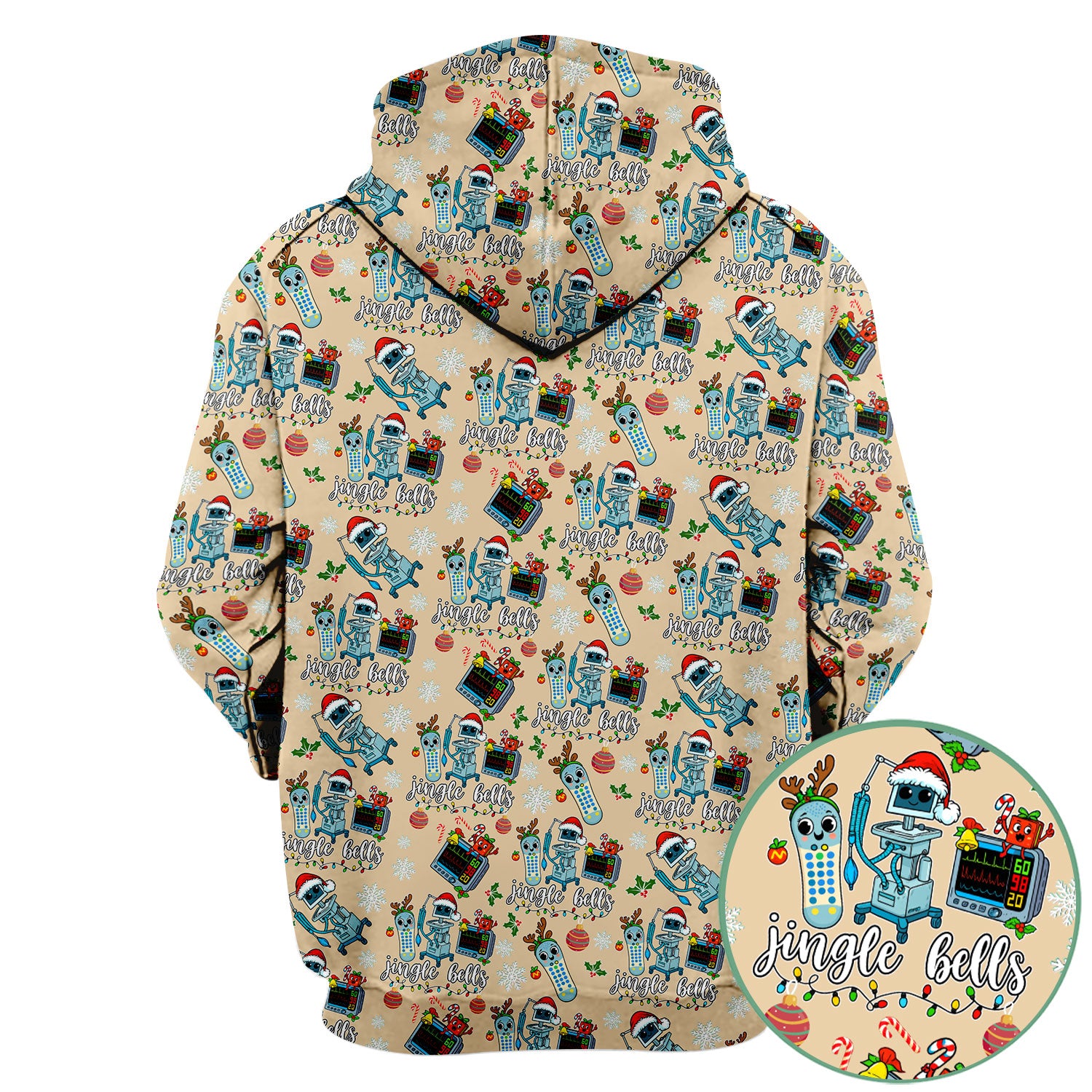 Funny Jingle Bells Holiday Scrub Top - Funny Christmas Scrubs for Nurses - Breathable Fabrics Nursing Uniform