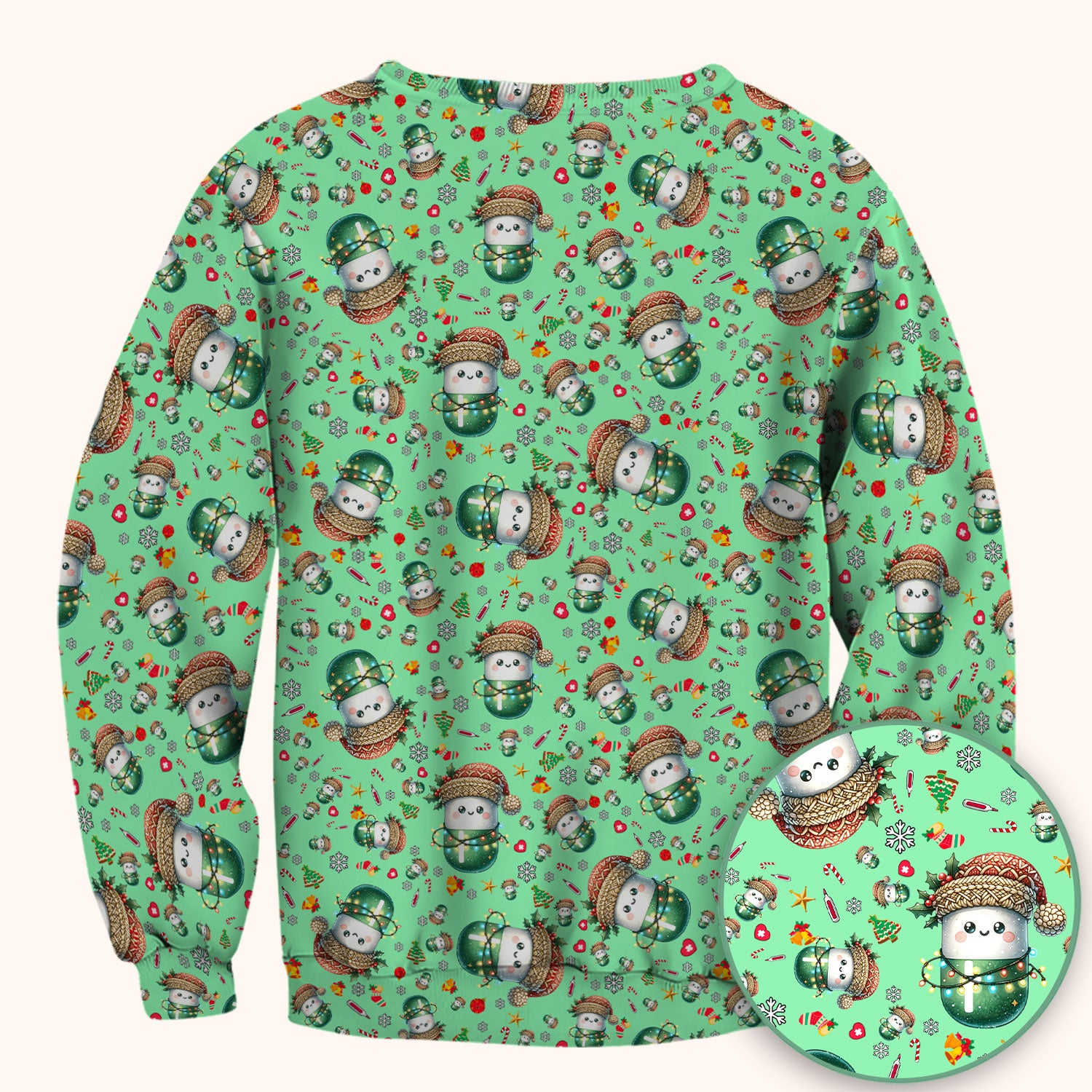Pharmacy Tech Christmas Scrub Top – Cute Green Snowman Print Nurse Outfit – Funny Holiday Medical Uniform for Pharmacists
