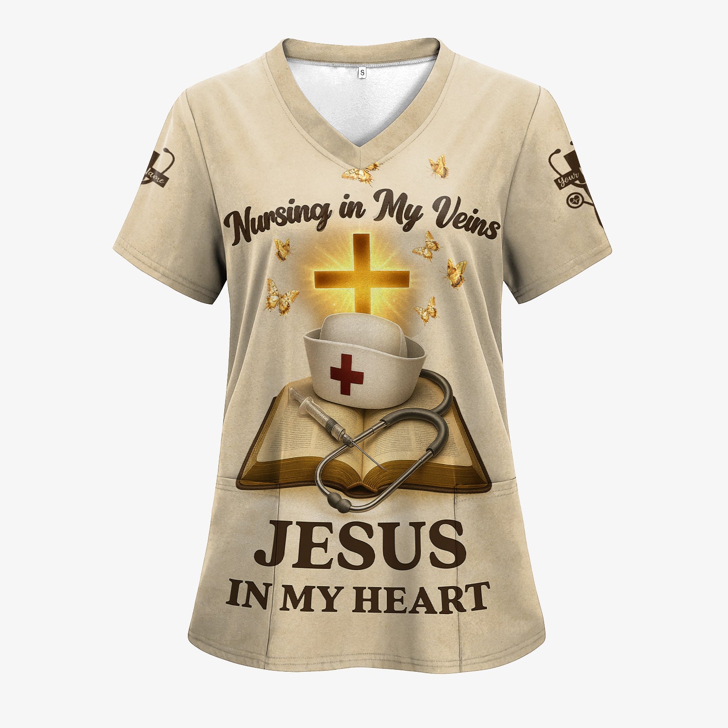 Personalized Christian Nurse Shirt - Jesus in My Heart  Quote - Available in Multiple Colors - Gift for Women RN LPN