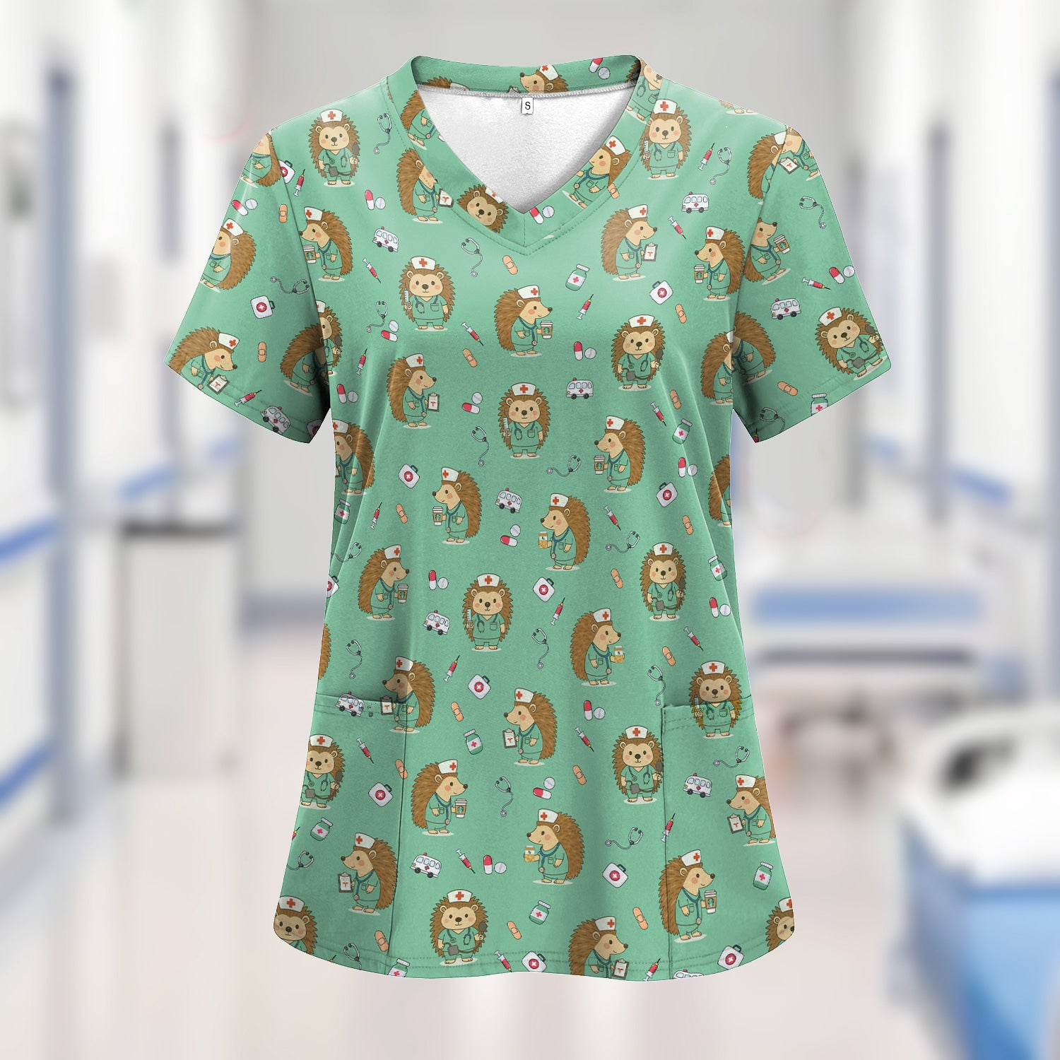 Funny Nurse Hedgehog T-Shirt - Cute Medical Icon Design - Gift for RN LPN CNA & Healthcare Workers