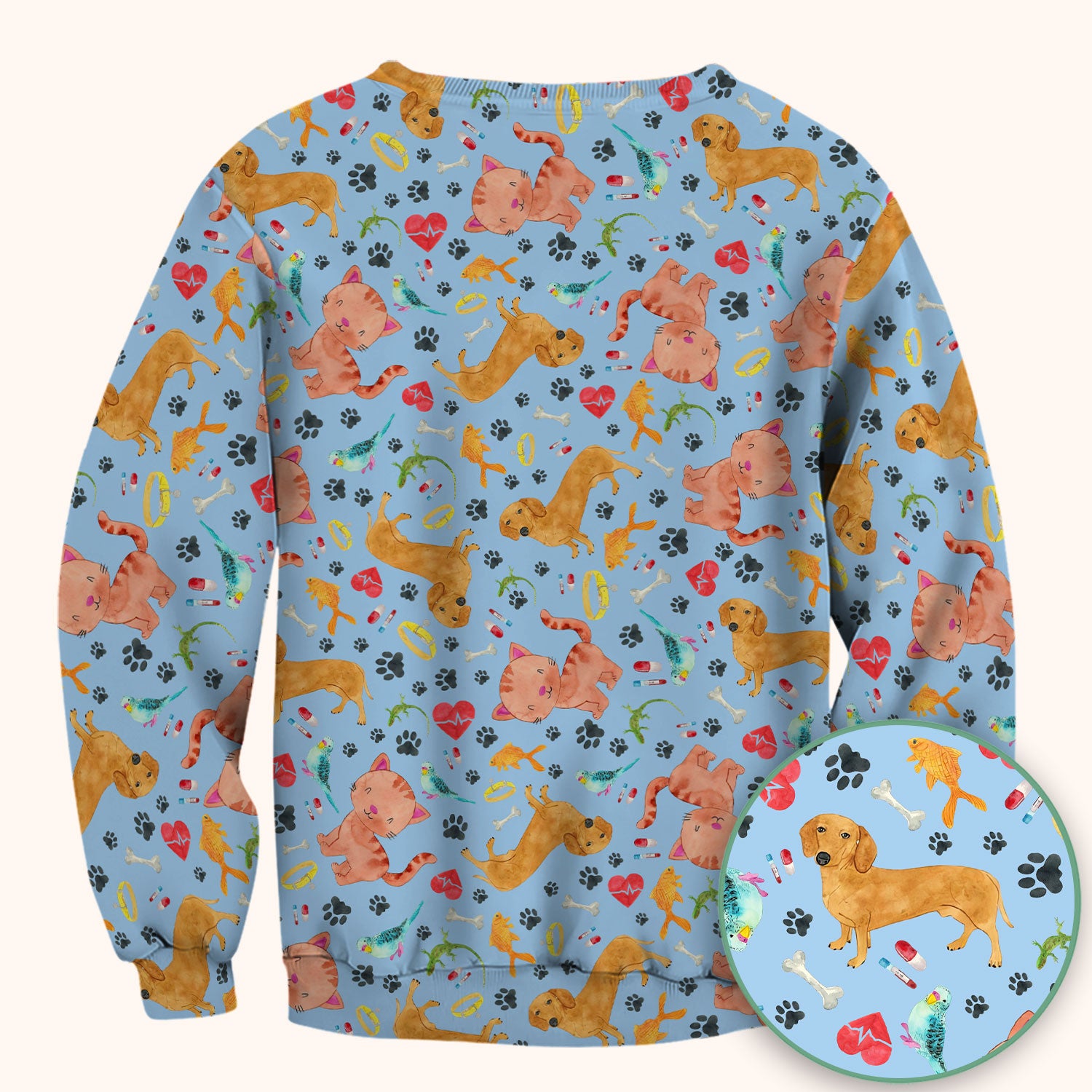 Cat Dog Veterinary Scrub Top - Cute Animal Paw Print Medical Shirt - Adorable Nurse Scrubs for Women RN CNA Vet Tech