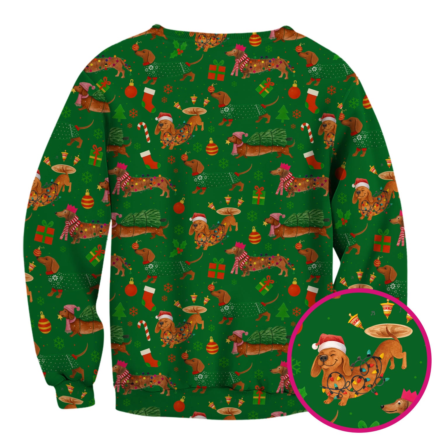 Dachshund Christmas Scrub Shirt - Multi Color Dog Print Scrubs - Funny Holiday Scrubs Gift for Women Men, Nurse, CNA, RN