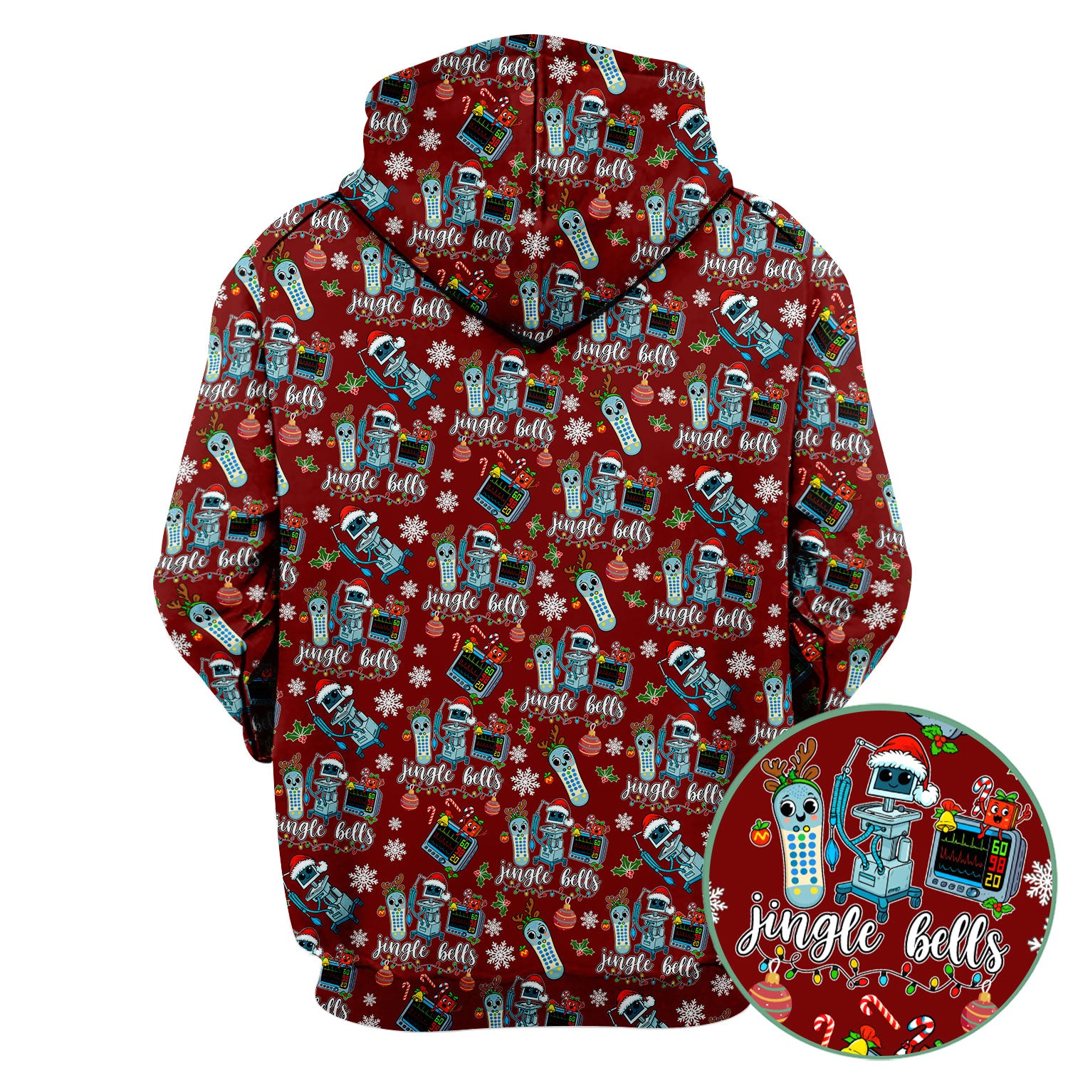Funny Jingle Bells Holiday Scrub Top - Funny Christmas Scrubs for Nurses - Breathable Fabrics Nursing Uniform