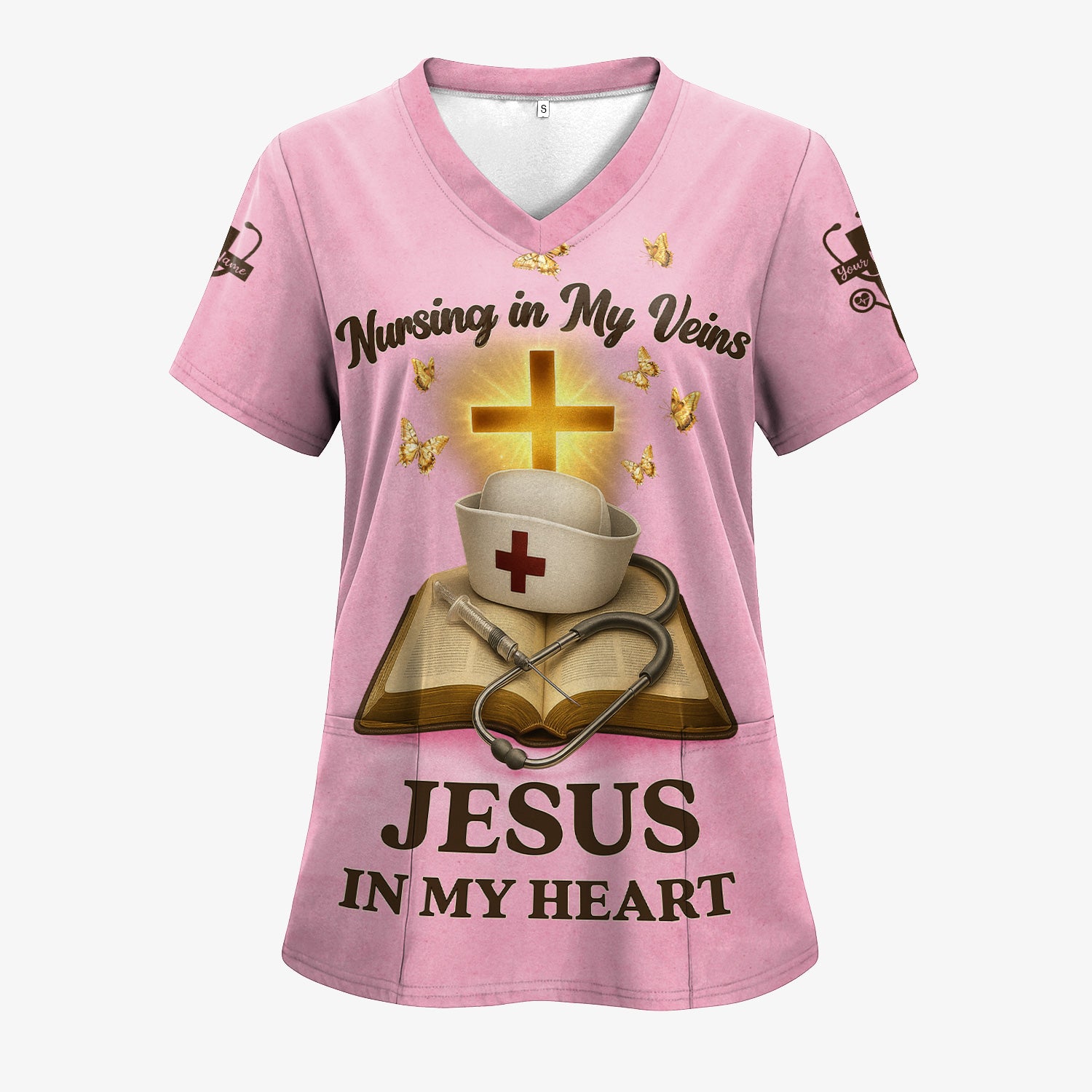 Personalized Christian Nurse Shirt - Jesus in My Heart  Quote - Available in Multiple Colors - Gift for Women RN LPN