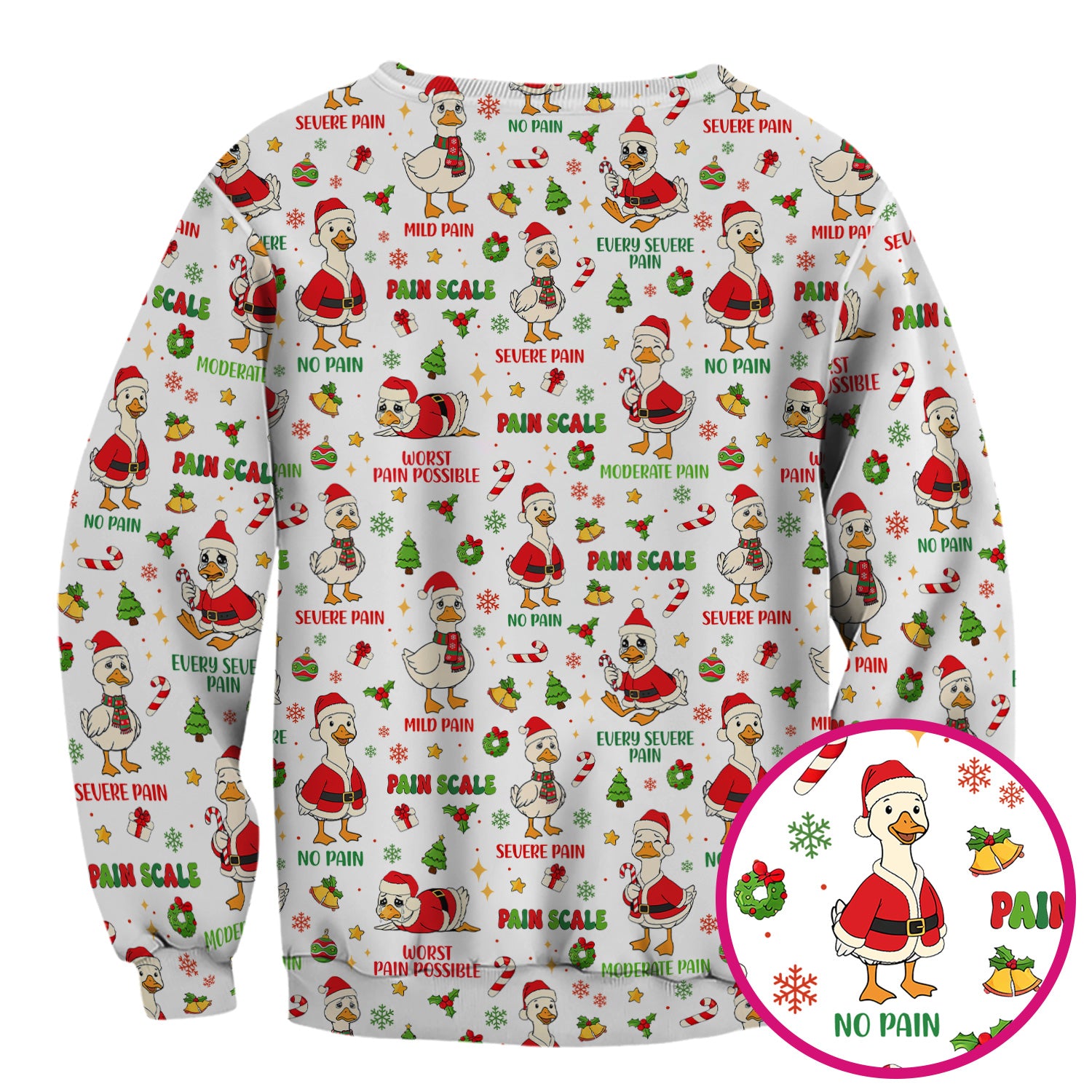 Christmas Nurse Scrub Top - Funny Goose Pain Scale - Cute Holiday Medical Uniform for Women