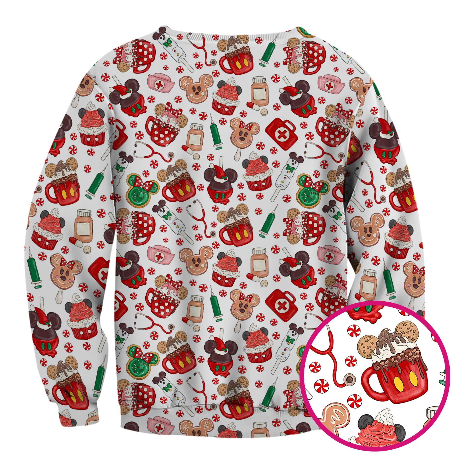 Funny Gingerbread Christmas Scrub Top - Cute Candy Cupcake Nurse Shirt - Holiday Medical Uniform RN CNA LPN