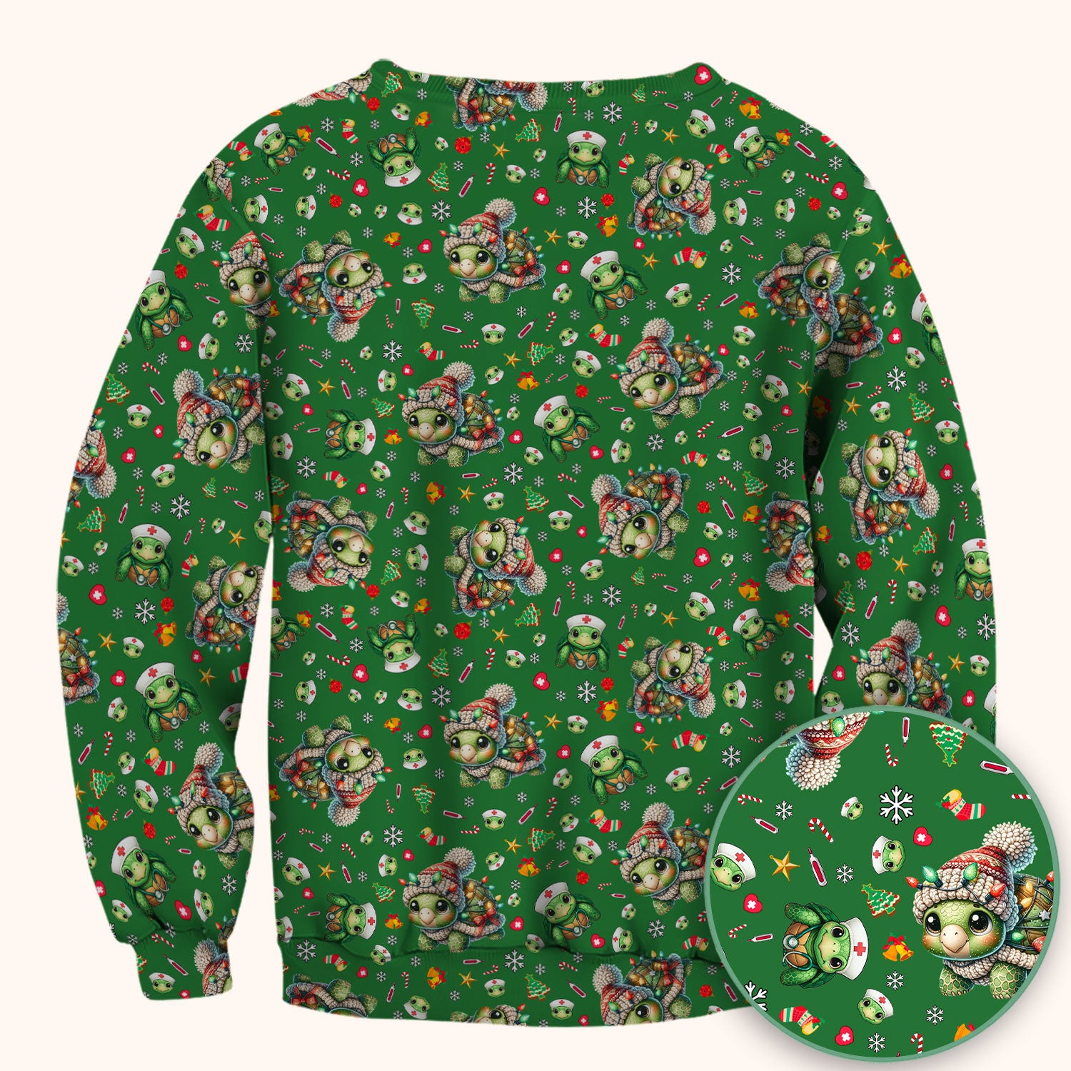 Christmas Turtle Scrub Top - Cute Funny Nurse Shirt - Holiday Medical Uniform for Women RN LPN CNA Gift Idea