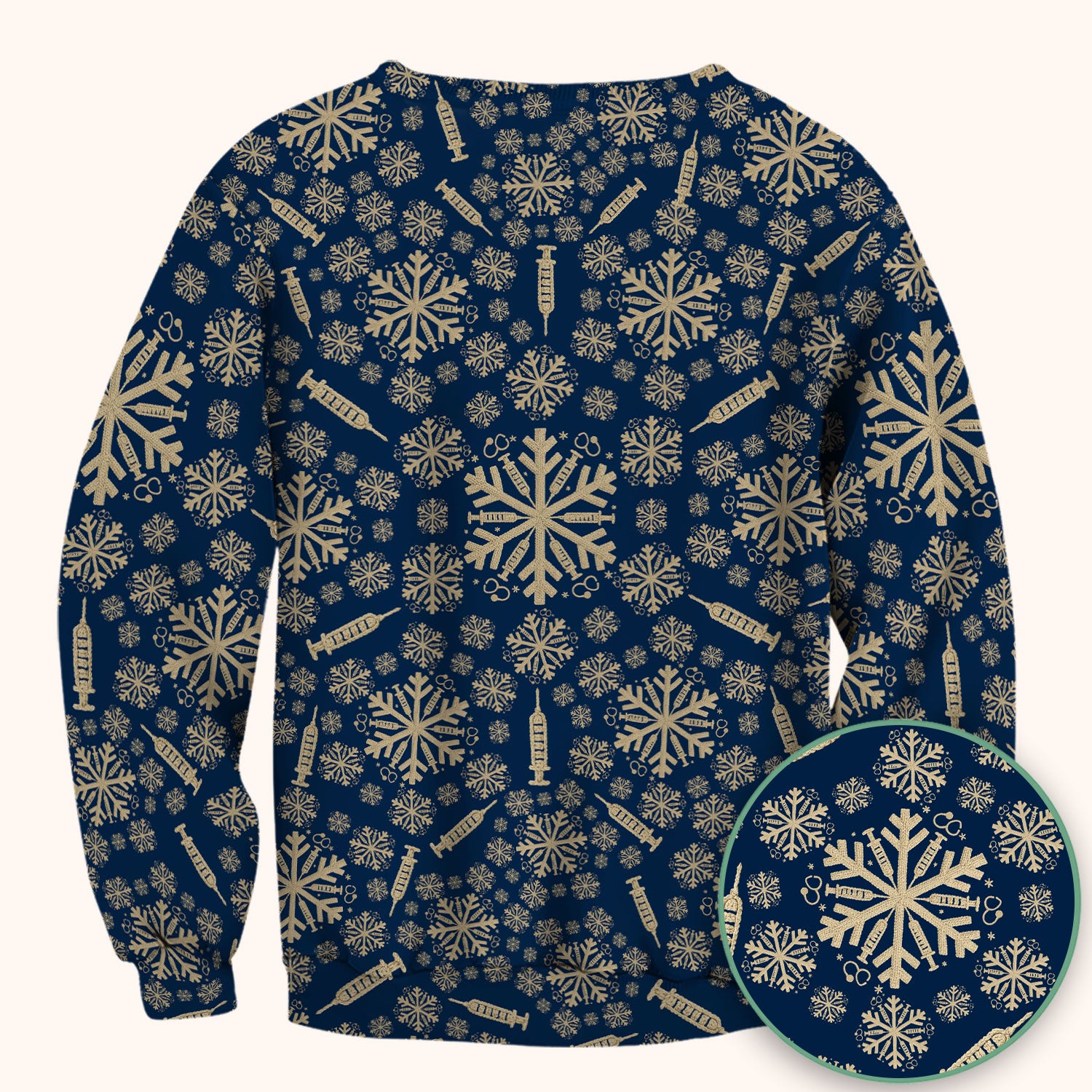 Snowflake Syringe Scrubs for Women - Festive Medical Top - Funny Christmas Scrub Shirt for Nurse - Holiday Gift