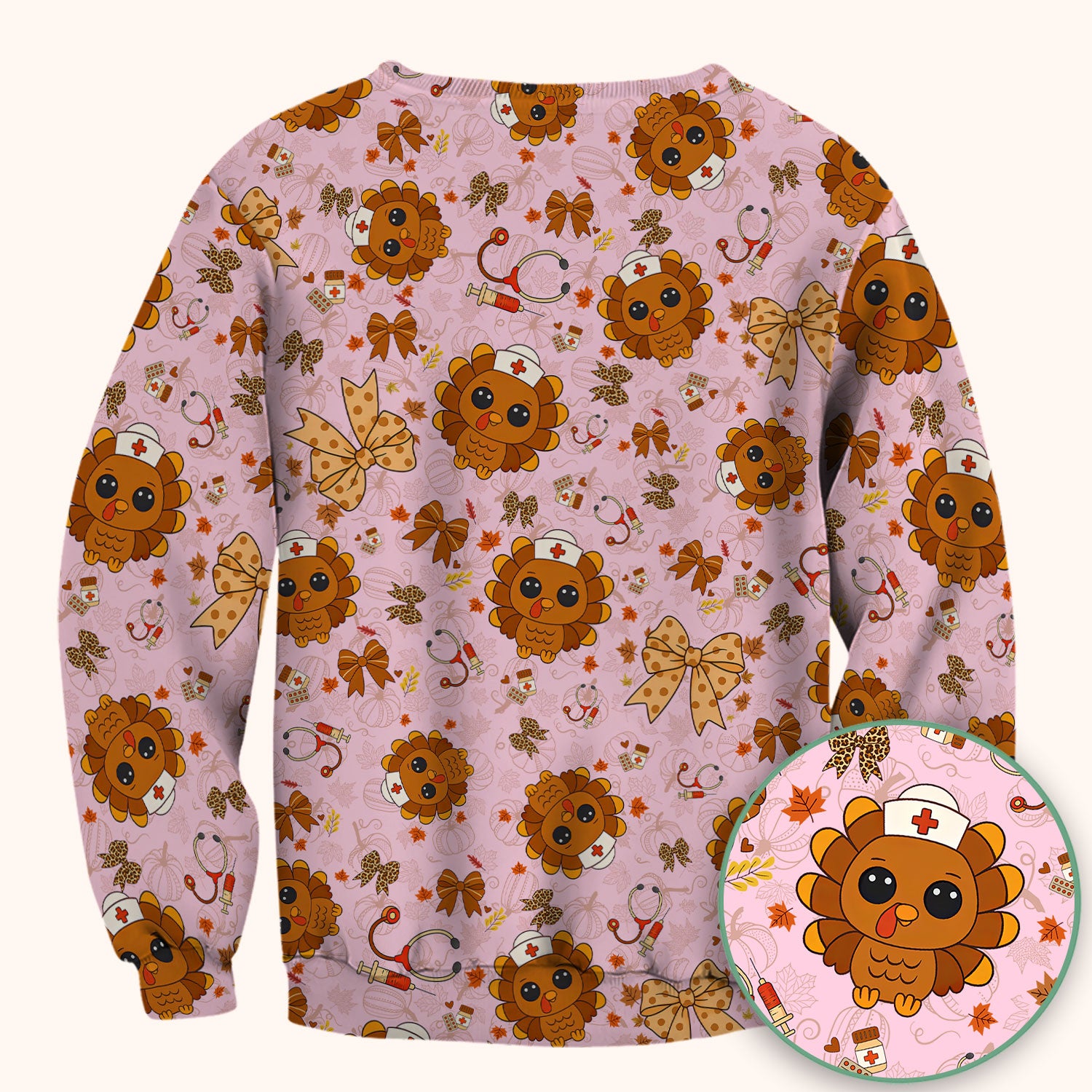 Thanksgiving Turkey Scrub for Nurses - Breathable Fabrics Nursing Uniform - Autumn Med Shirt Gift for Women