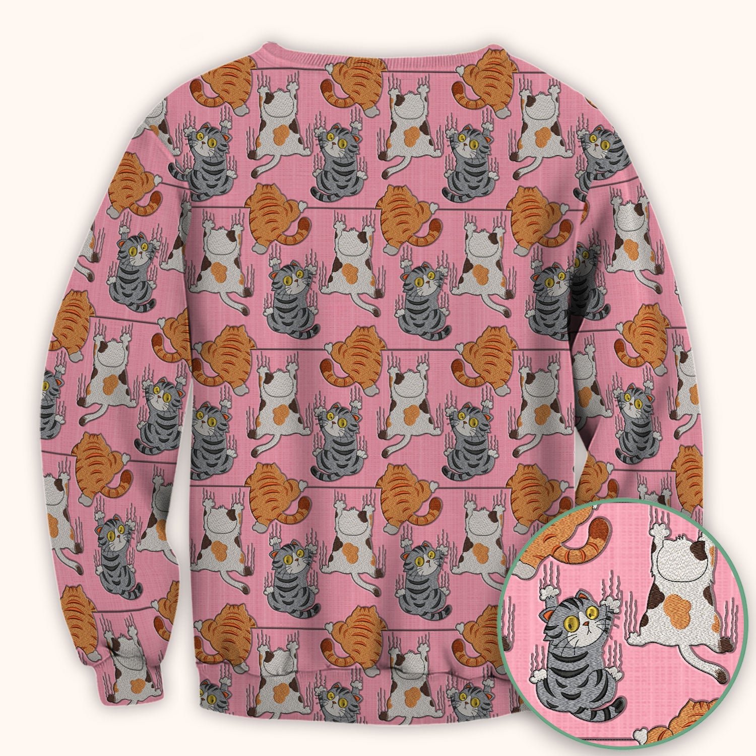 Cute Cat Pattern Nurse Scrub Top, Cats Medical Pattern Shirt, Breathable Fabrics Nursing Uniform