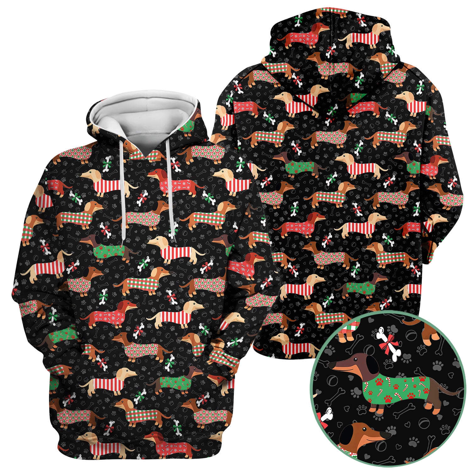 Christmas Dachshund Scrub Top for Women - Cute Sausage Dog Paw Print Nursing Uniform Holiday Shirt - Funny Xmas Medical Gift