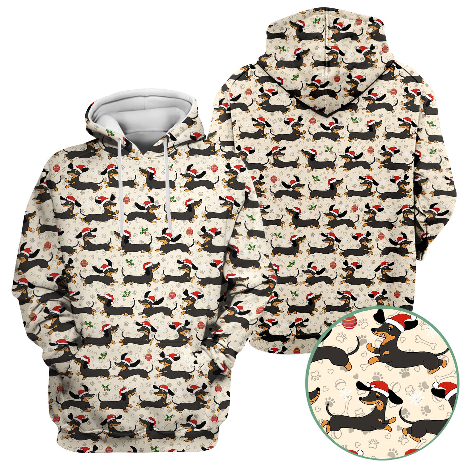 Christmas Wiener Dog Scrub Top - Cute Dachshund in Santa Hat - Funny Holiday Nurse Shirt for Women RN LPN CNA Medical Gift
