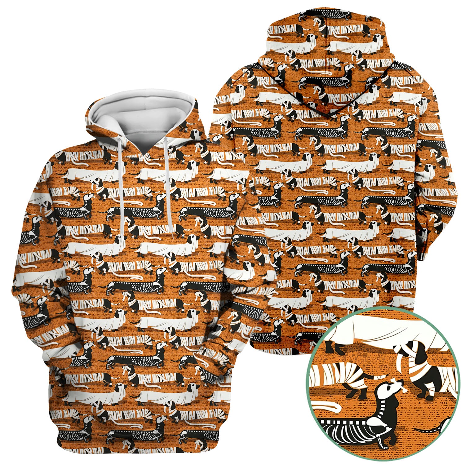 Dachshund Halloween Scrub Shirt - Multi Color Dog Print Scrub Top - Funny Skeleton Nurse Scrubs Gift for Women Men, CNA, RN