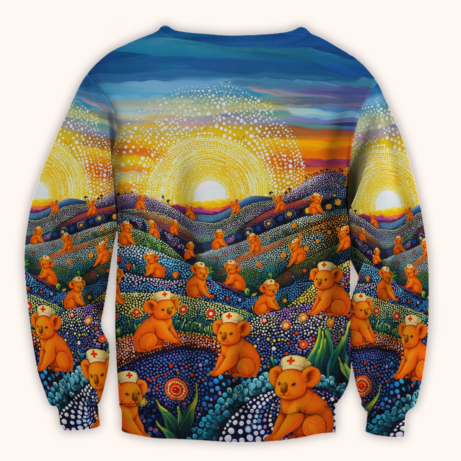 Australian Koala Dot Art Nurse Scrub Top - Women V-Neck Shirt