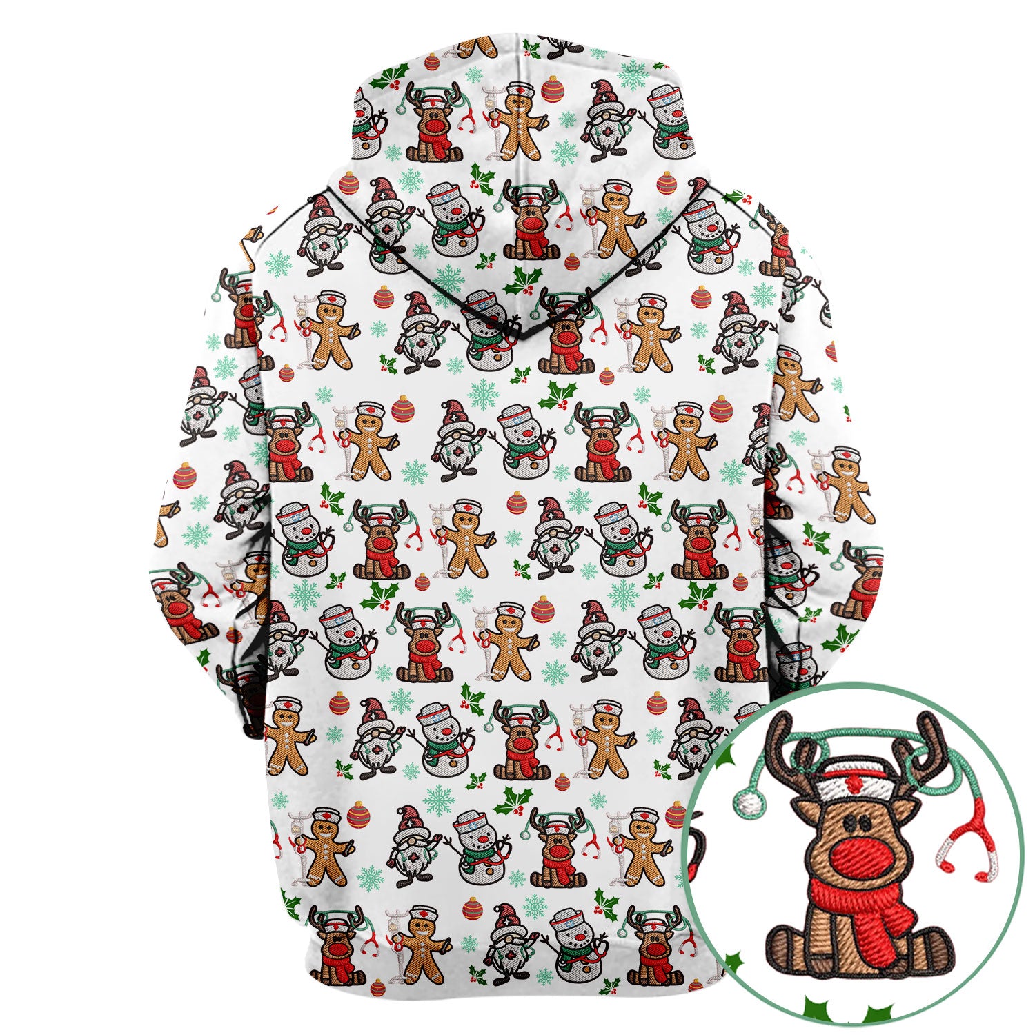 Christmas Gingerbread Scrubs for Women - Comfortable Scrubs for Nurses - Reindeer Santa Med Shirt - Breathable Fabrics Nursing Uniform