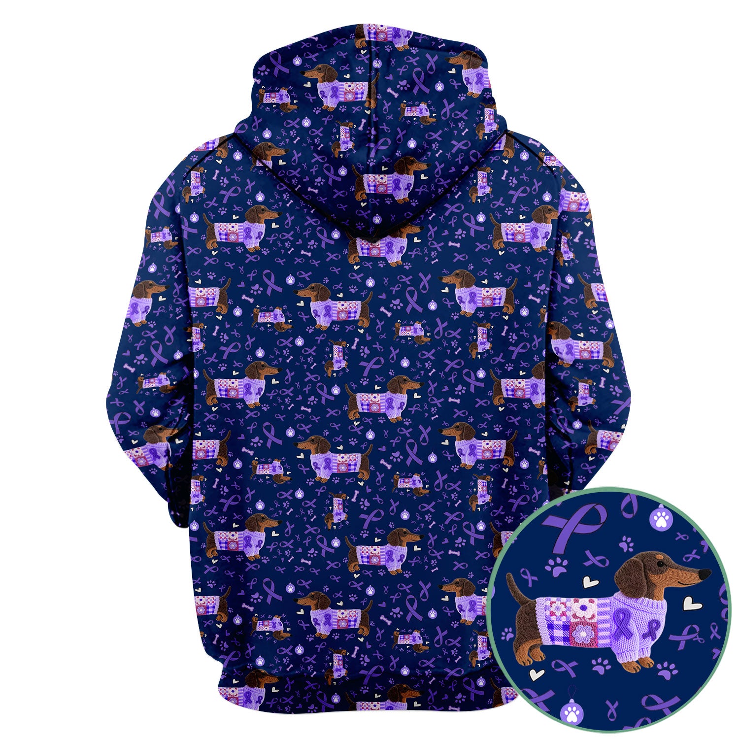 Wiener Dog Purple Ribbon Cancer Awareness Scrub - Breathable Fabrics Nursing Uniform - Comfortable Scrubs for Nurses