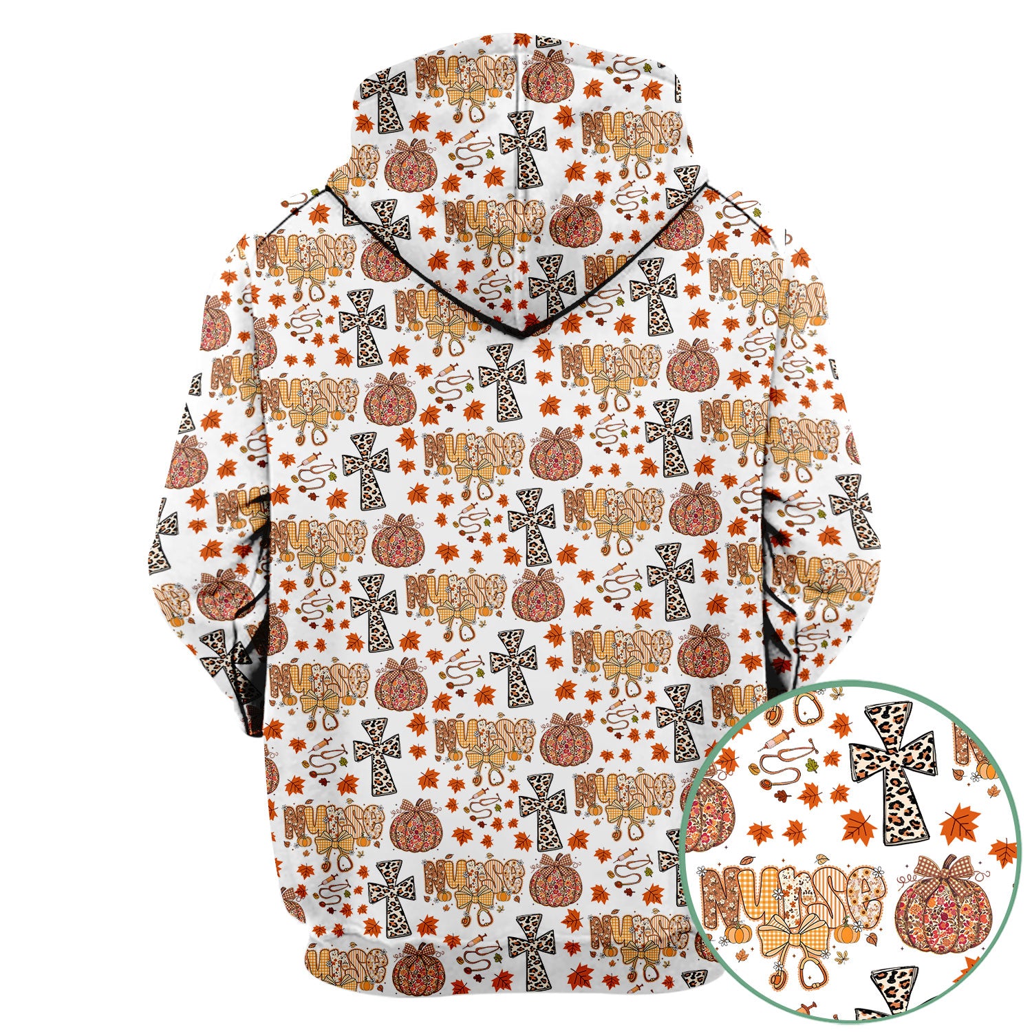 Floral Pumpkin Scrub Top for Women - Coquette Bow Thanksgiving Shirt - Comfortable Medical Uniform