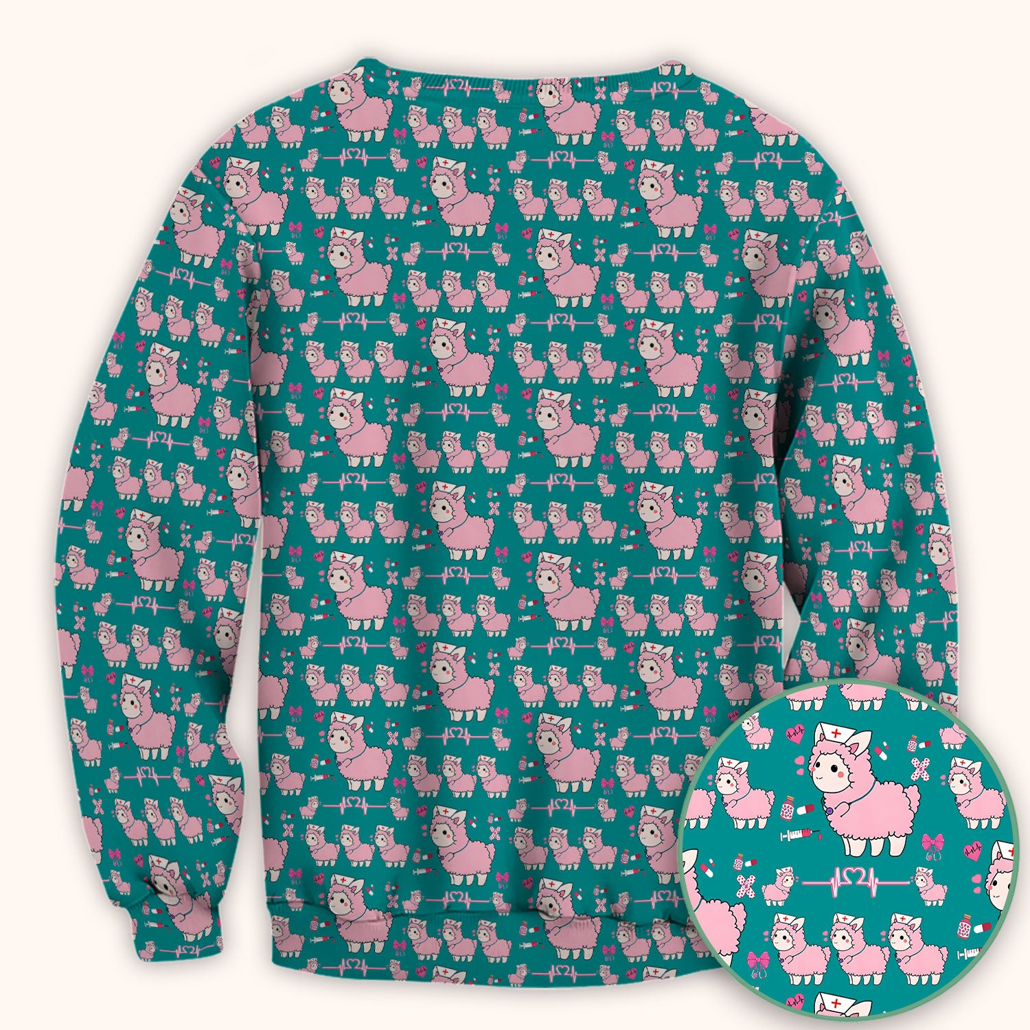Llama Ain't Got Time For Your Drama Scrub Top, Funny Pattern Scrub Shirt, Breathable Fabrics Nursing Uniform