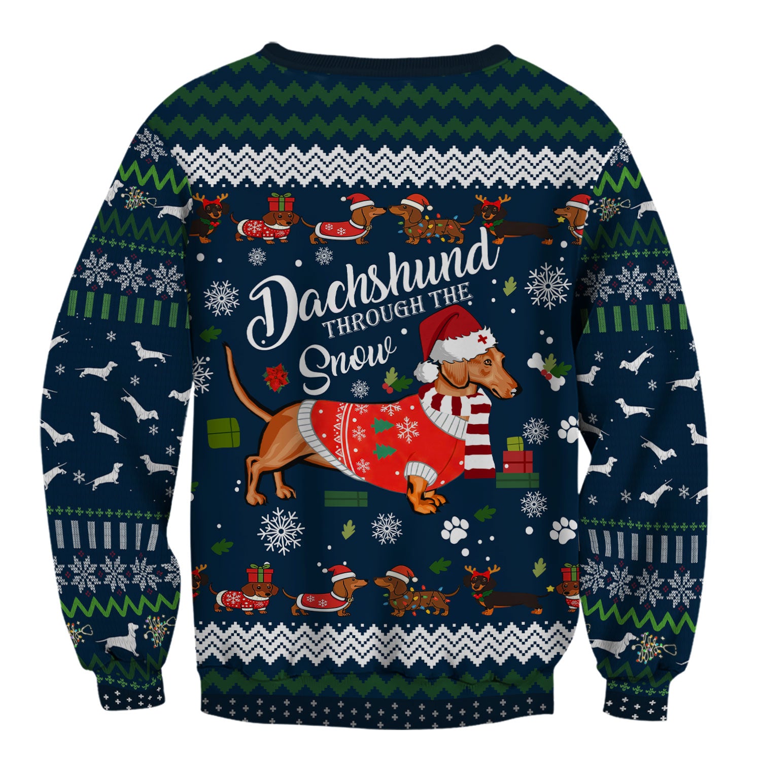 Dachshund Through the Snow - Funny Christmas Scrub Top - Wiener Dog Lover Gift - Holiday Medical Uniform