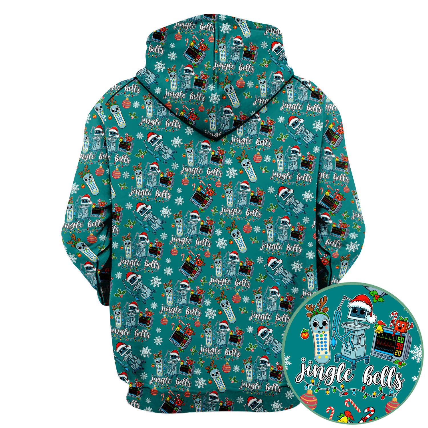 Jingle Bells Christmas Scrub Top - Funny Xmas Scrubs for Nurses - Breathable Fabrics Nursing Uniform for RN CNA LPN