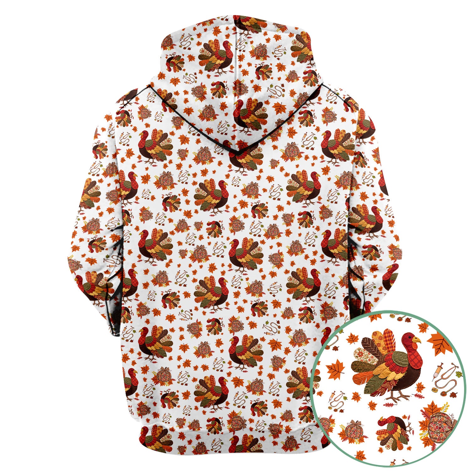 Fall Leaves Thanksgiving Scrubs for Nurses - Comfortable Scrub Tops - Turkey Nursing Uniform Gift for Women