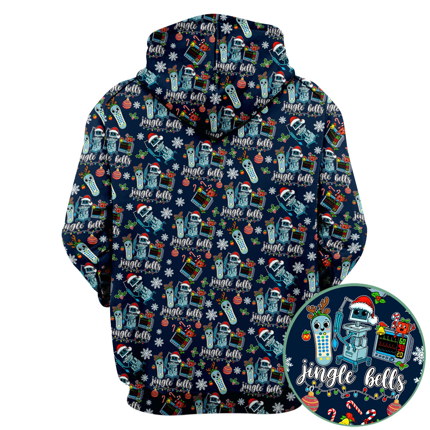 Jingle Bells Christmas Scrub Top - Funny Xmas Scrubs for Nurses - Breathable Fabrics Nursing Uniform for RN CNA LPN