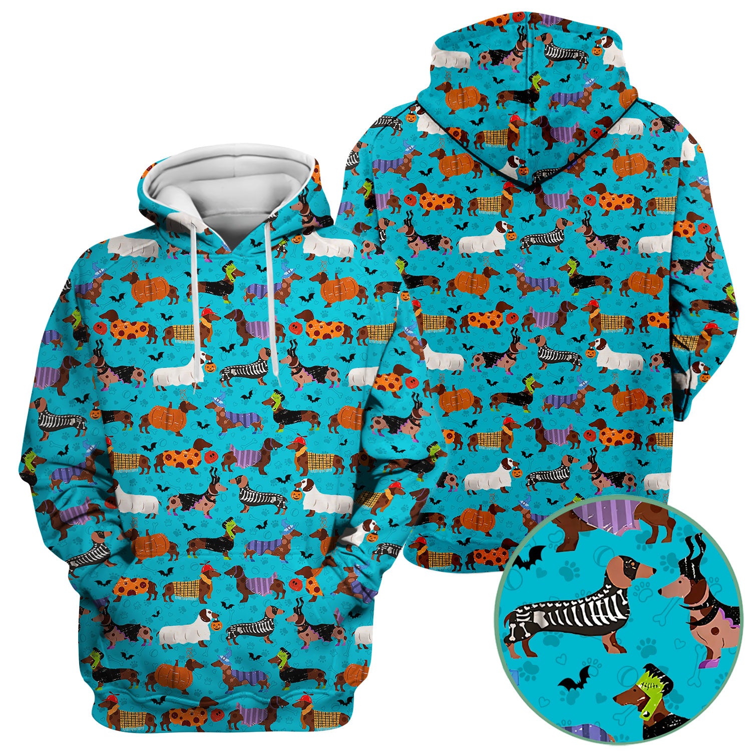 Funny Halloween Dachshund Scrub Top - Cute Sausage Dog Pumpkin Skeleton Nurse Shirt for Women - RN LPN CNA Medical Gift