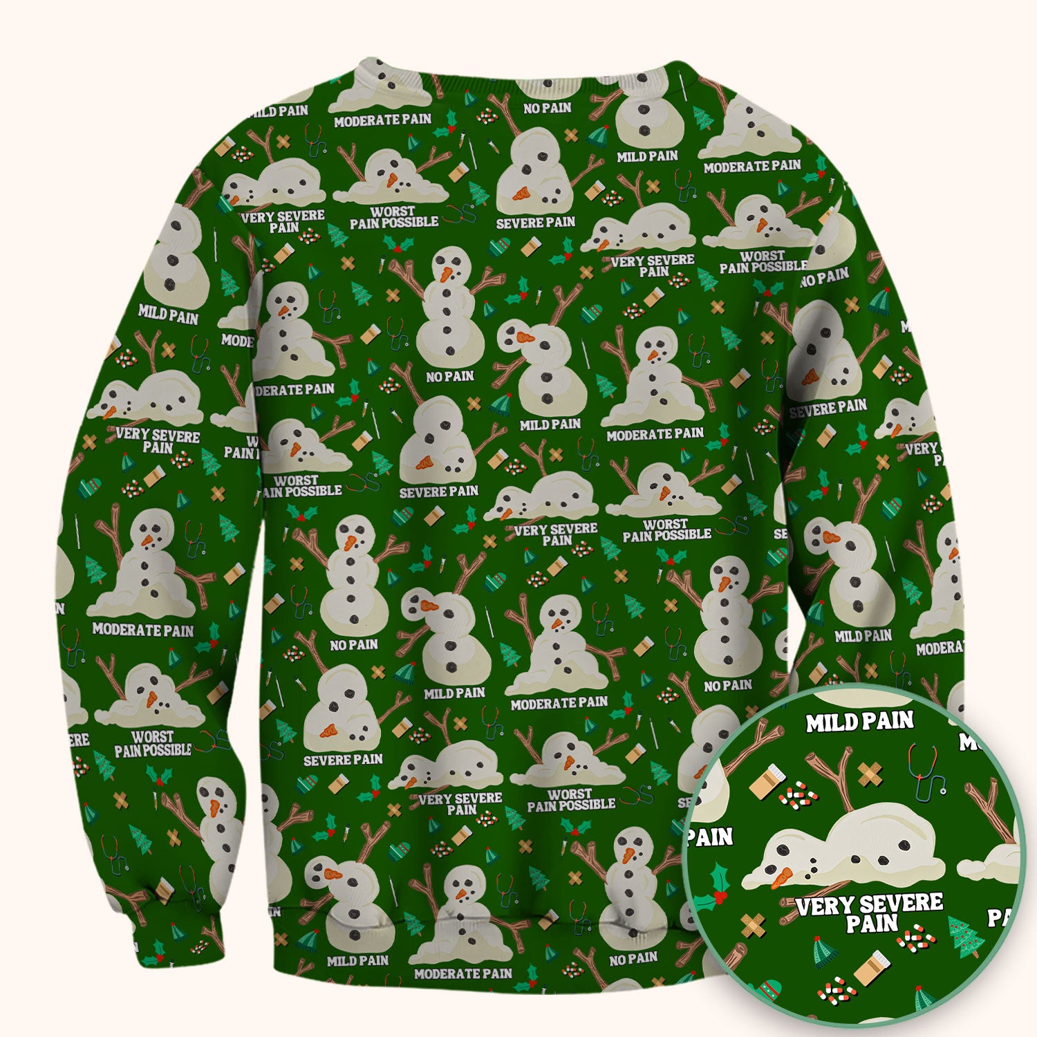 Funny Snowman Pain Scale Scrub Top for Nurse - Christmas Medical Shirt for Women RN LPN CNA - Cute Winter Nursing Uniform
