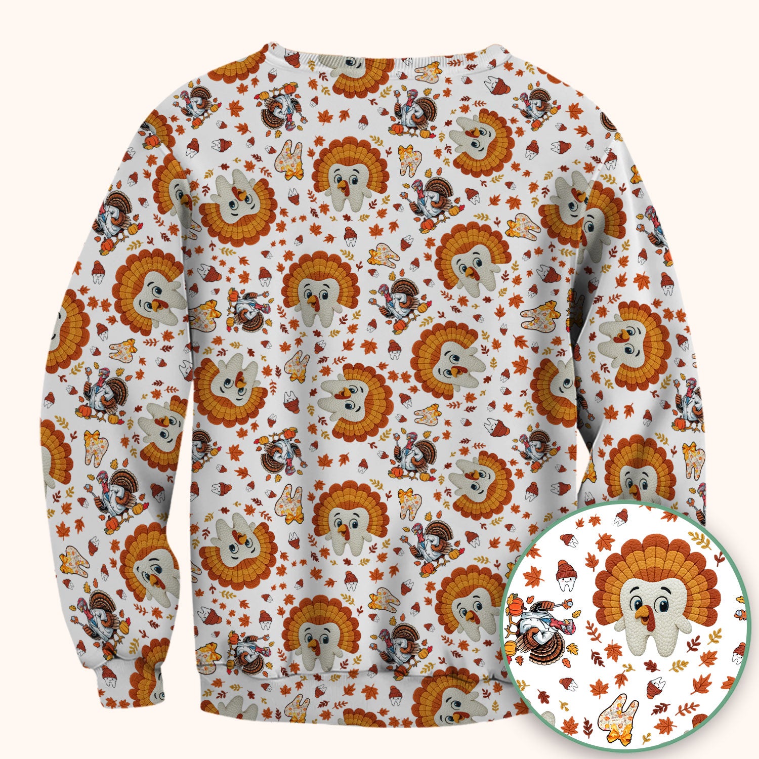 Funny Thanksgiving Tooth Scrub Top - Cute Turkey Dental Nurse Shirt - Fall Medical Uniform for Hygienists & Nurses