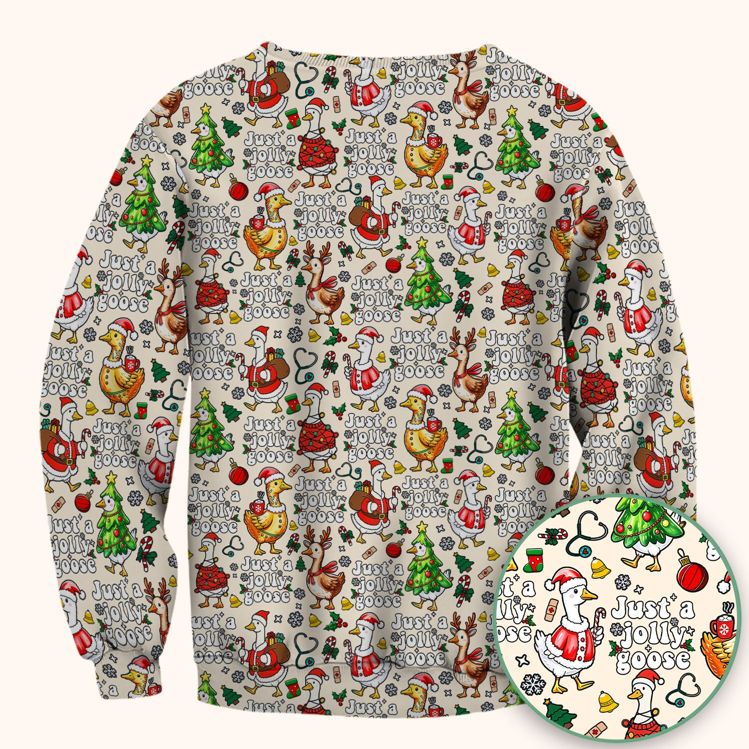 Christmas Goose Scrub Top for Nurse - Funny Jolly Holiday Medical Shirt for Women