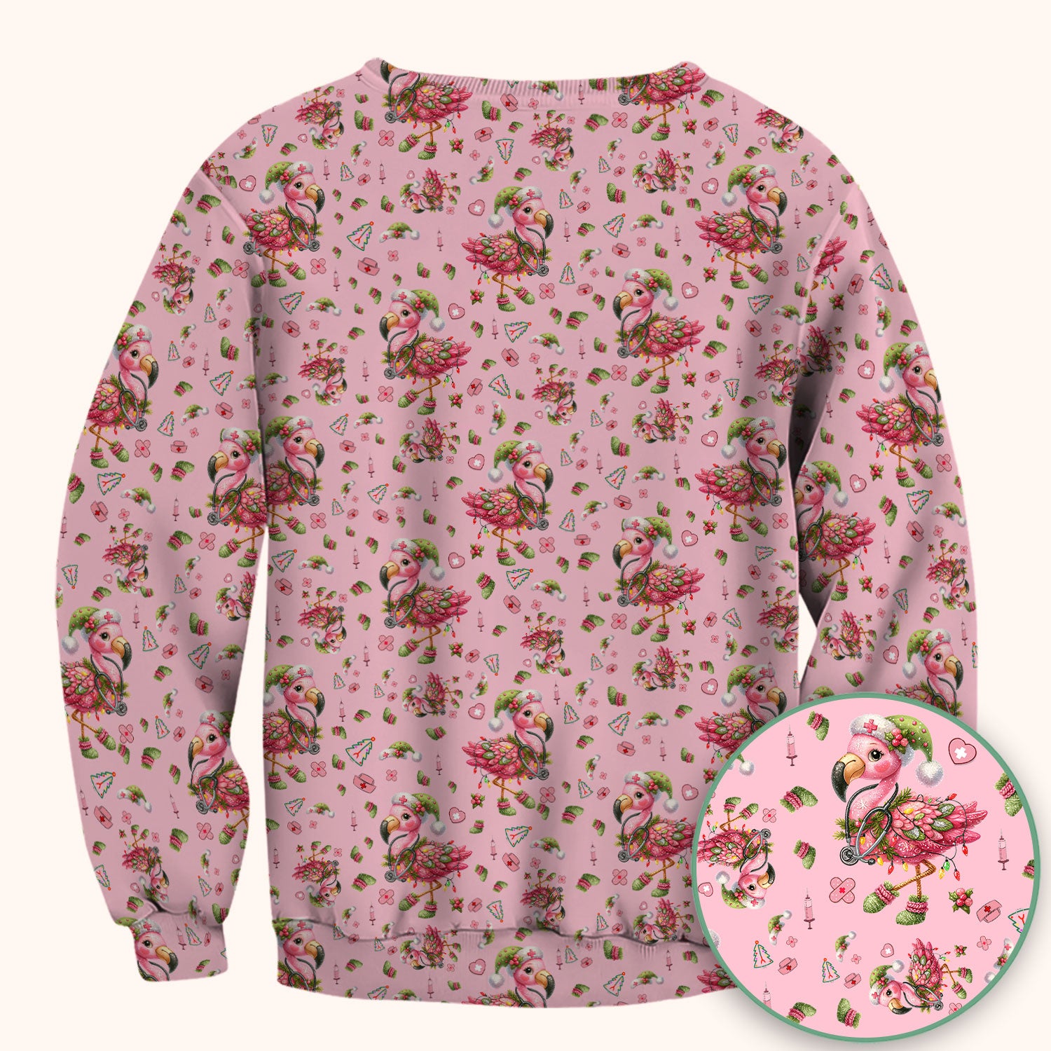 Flamingo Scrub Top for Nurse - Funny Christmas Medical Shirt - Holiday Christmas Gift for Healthcare Workers