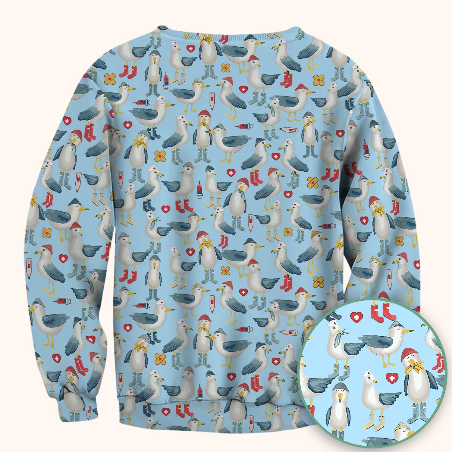 Seagull Scrub Top for Nurses - Adorable Birds Medical Uniform - Funny Shirt for RN CNA LPN
