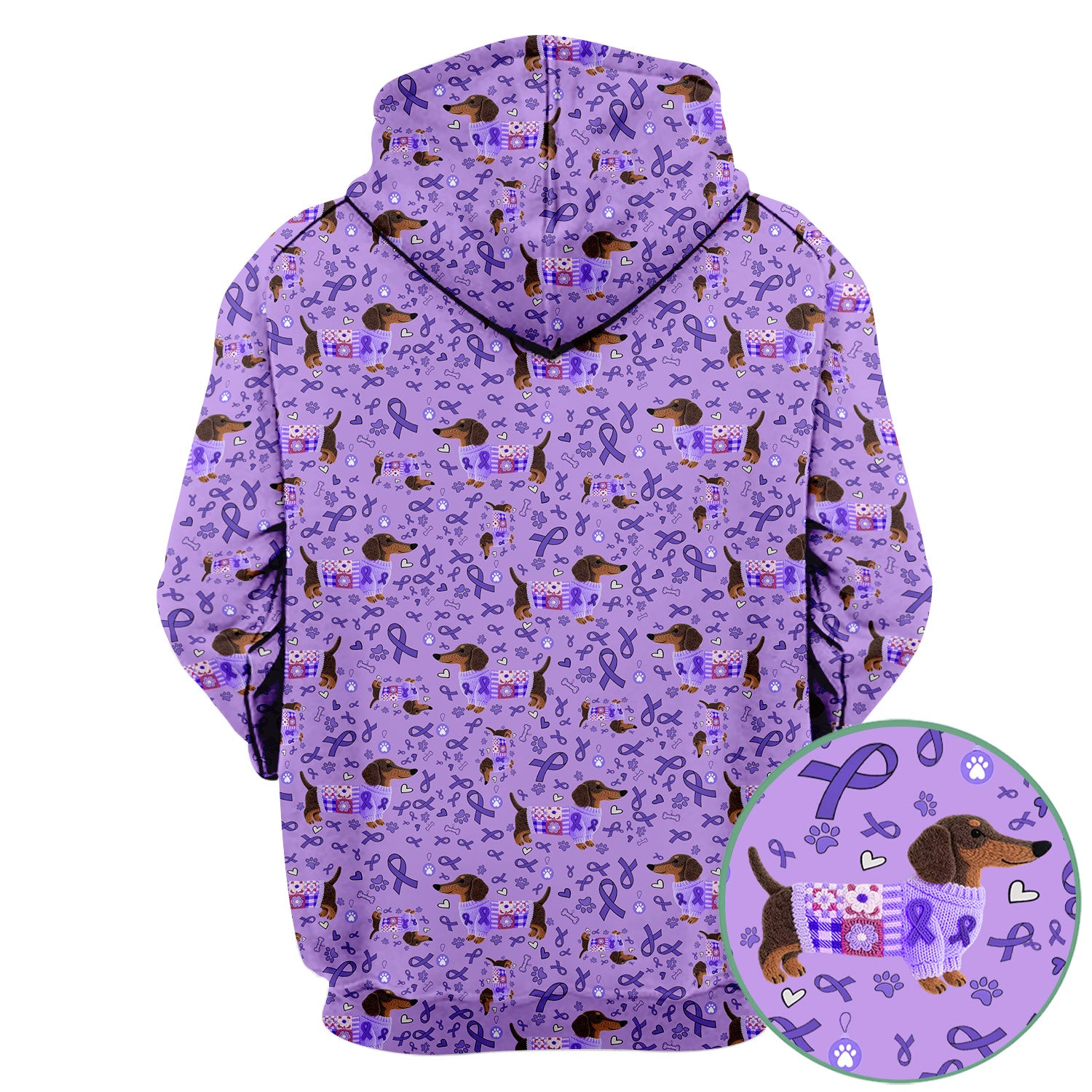 Wiener Dog Purple Ribbon Cancer Awareness Scrub - Breathable Fabrics Nursing Uniform - Comfortable Scrubs for Nurses