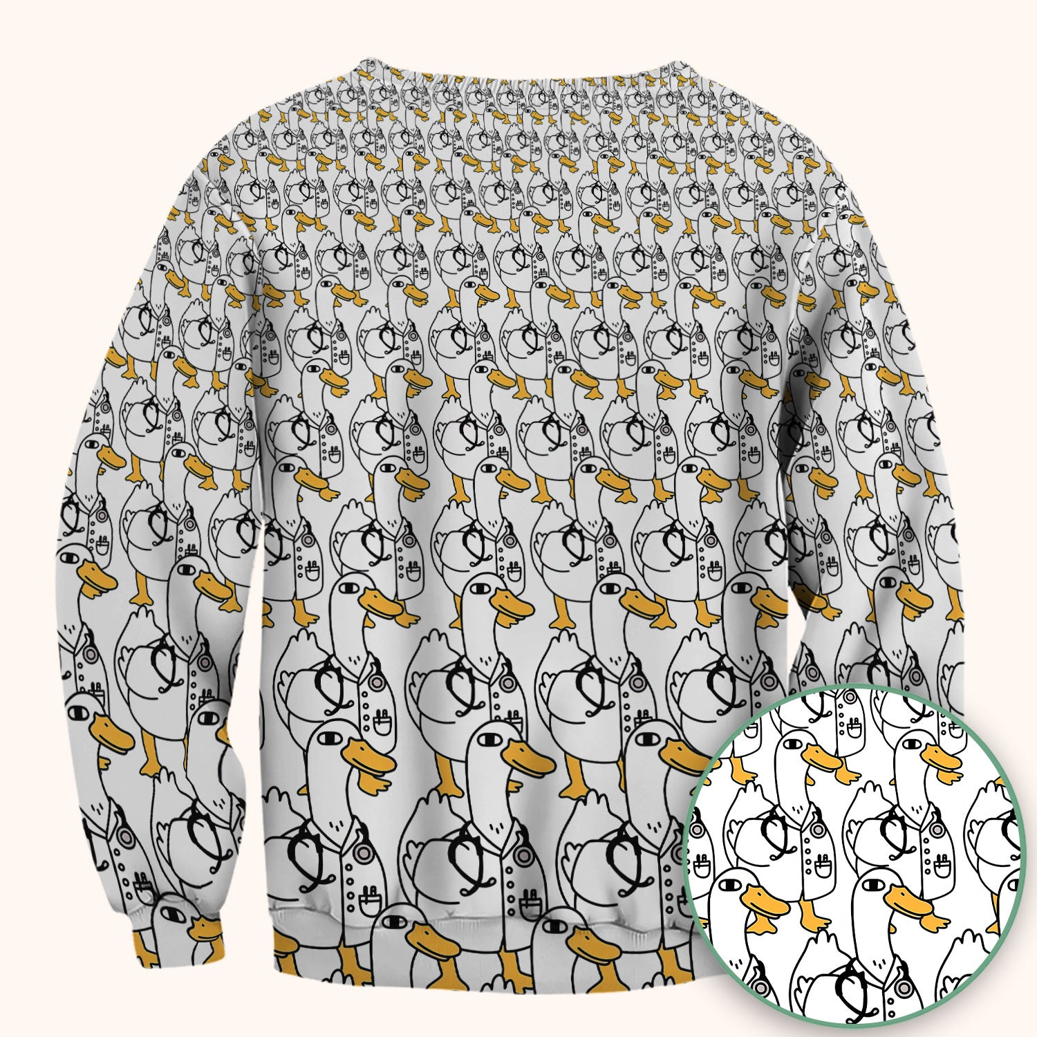 Funny Duck Scrub Top for Women - I'm a Doctor Shirt - Cute Duck In The Row - Breathable Fabrics Nursing Uniform