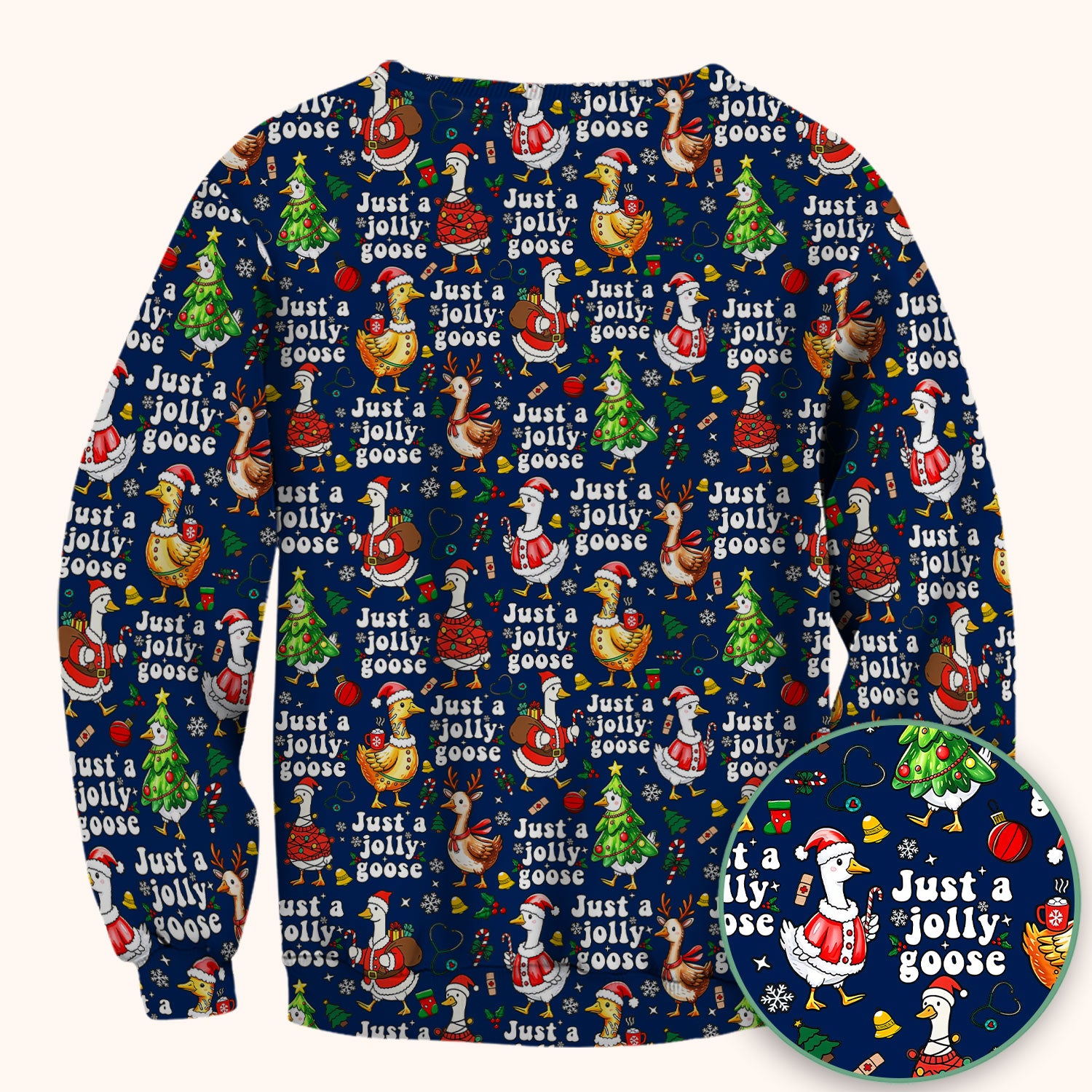 Just a Jolly Goose Funny Christmas Scrub Top - Holiday Medical Uniform for Nurse - Santa Goose Shirt Gift for Women