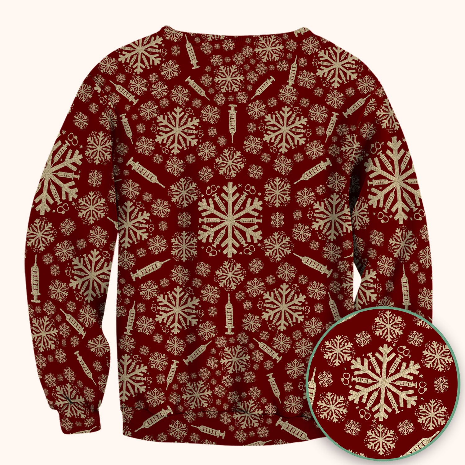 Snowflake Syringe Scrubs for Women - Festive Medical Top - Funny Christmas Scrub Shirt for Nurse - Holiday Gift