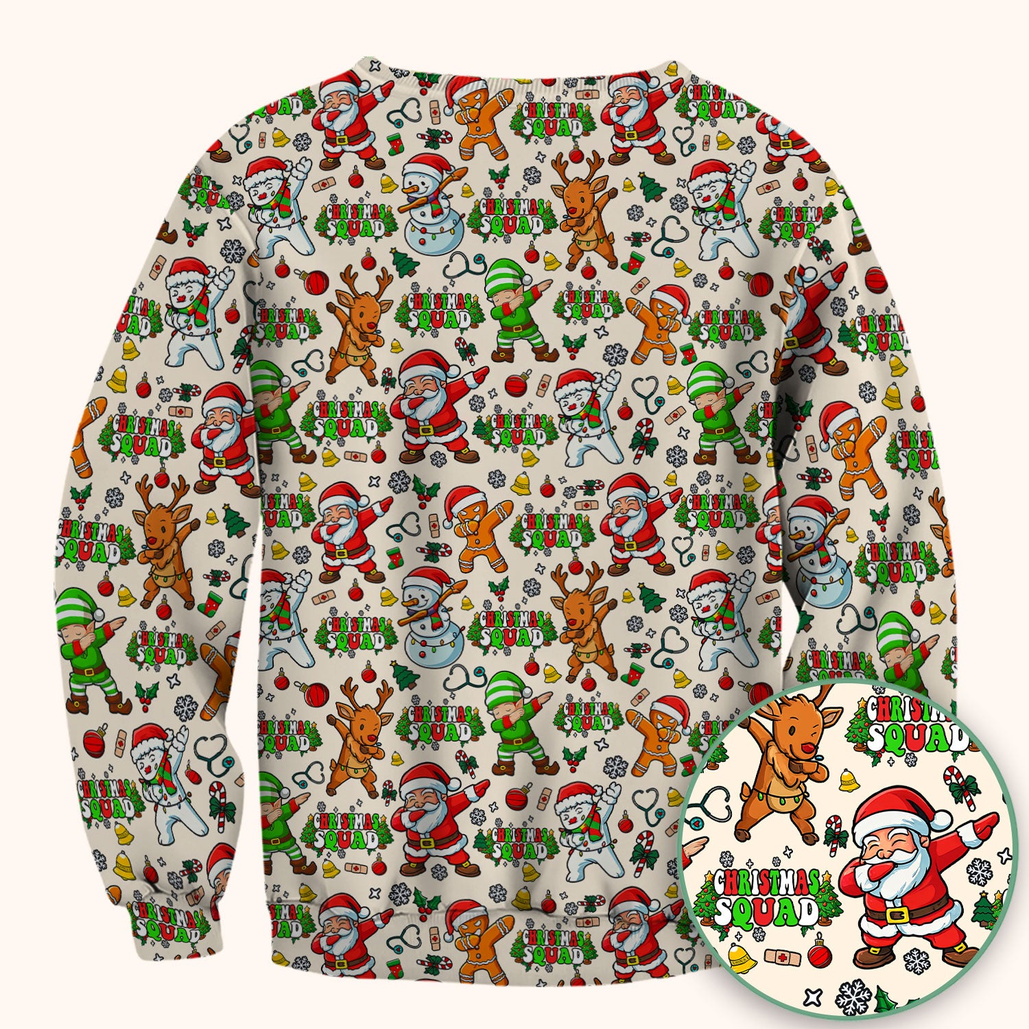Christmas Squad Scrub Top - Funny Santa & Reindeer Shirt - Cute Holiday Medical Uniform for Nurses, Doctors & Vet Techs