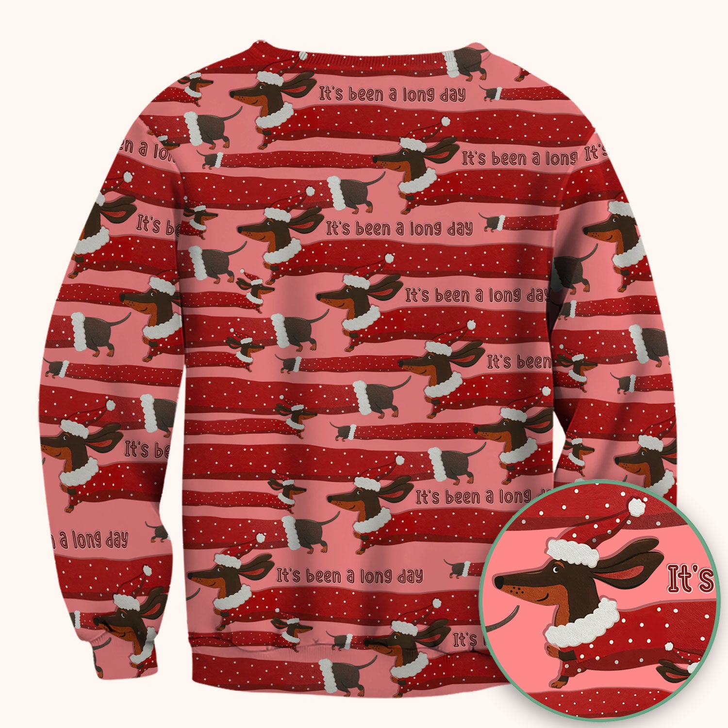 Funny Dachshund Christmas Scrub Top - It's Been a Long Day Shirt - Cute Wiener Dog Holiday Medical Uniform for Women