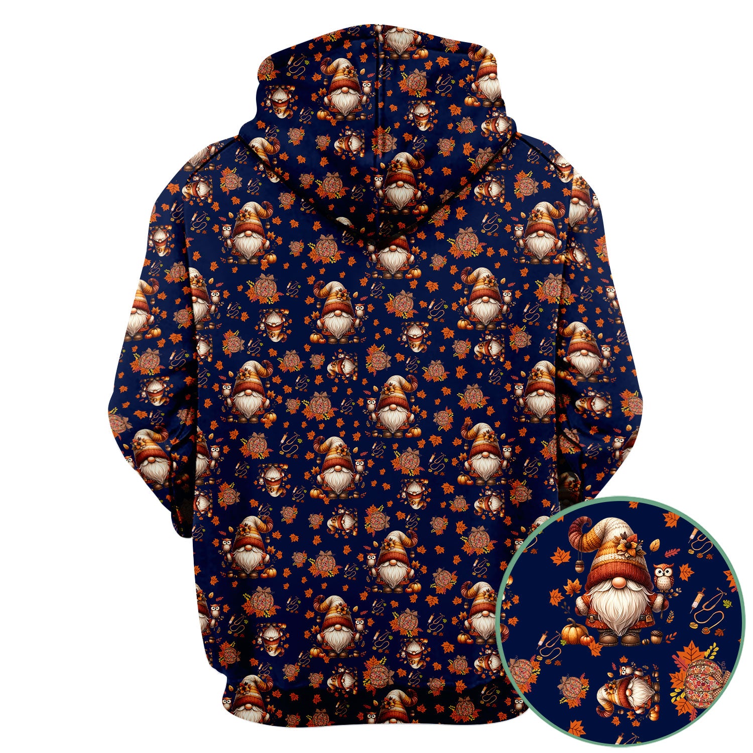 Fall Gnome Nurse Scrub Top for Women - Autumn Leaves Pumpkin Shirts - Thanksgiving Nursing Uniform Gift for RN LPN CNA